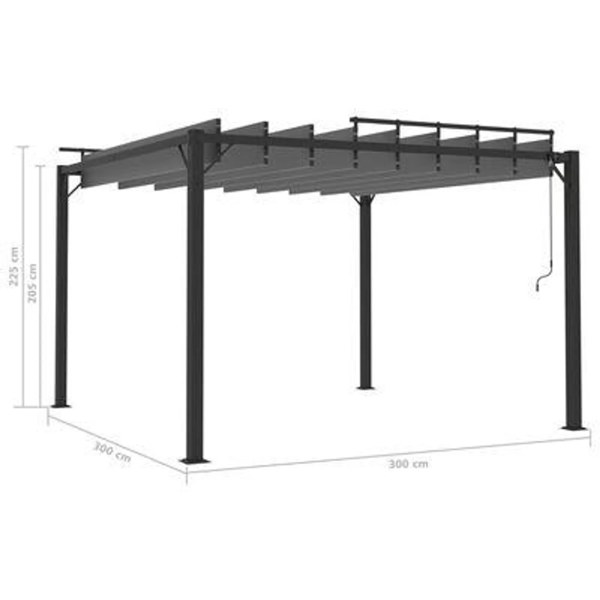 vidaXL Gazebo c/ telhado de persiana 3x3 m tecido antracite e alumínio