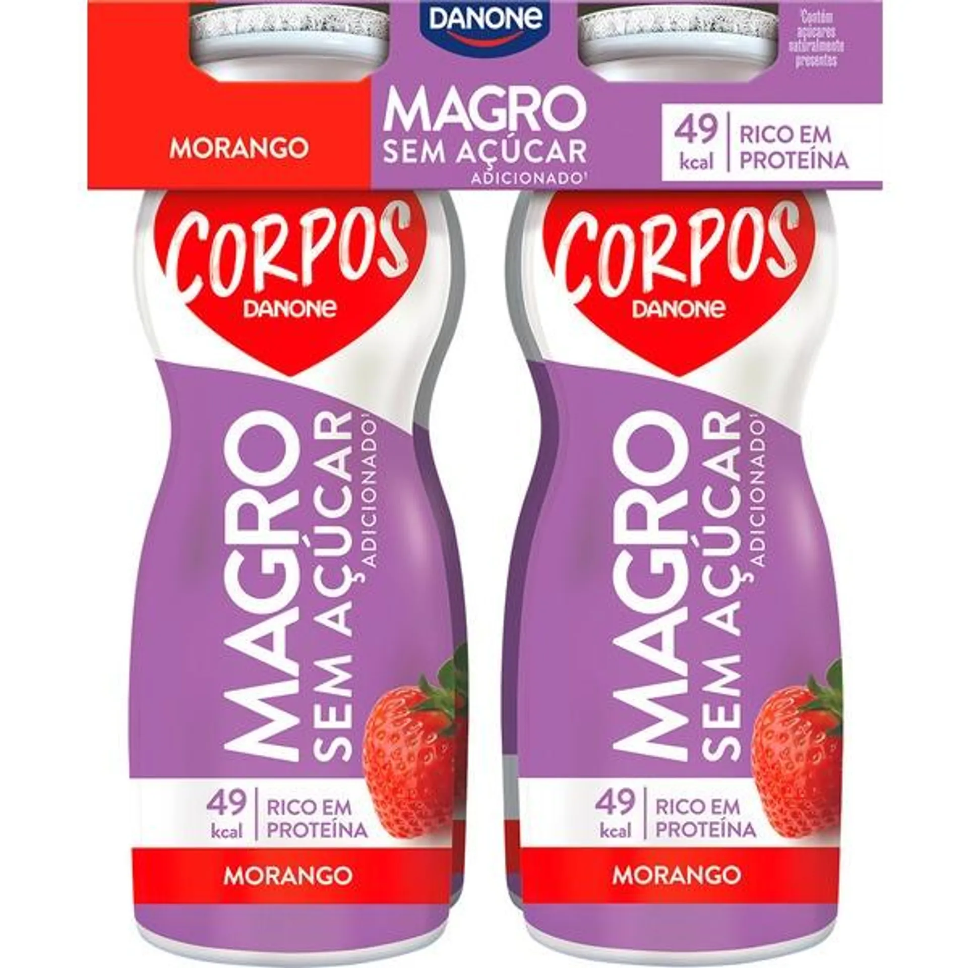 Iogurte Líquido Magro de Morango Pack 4 unidades embalagem 155 g Corpos Danone