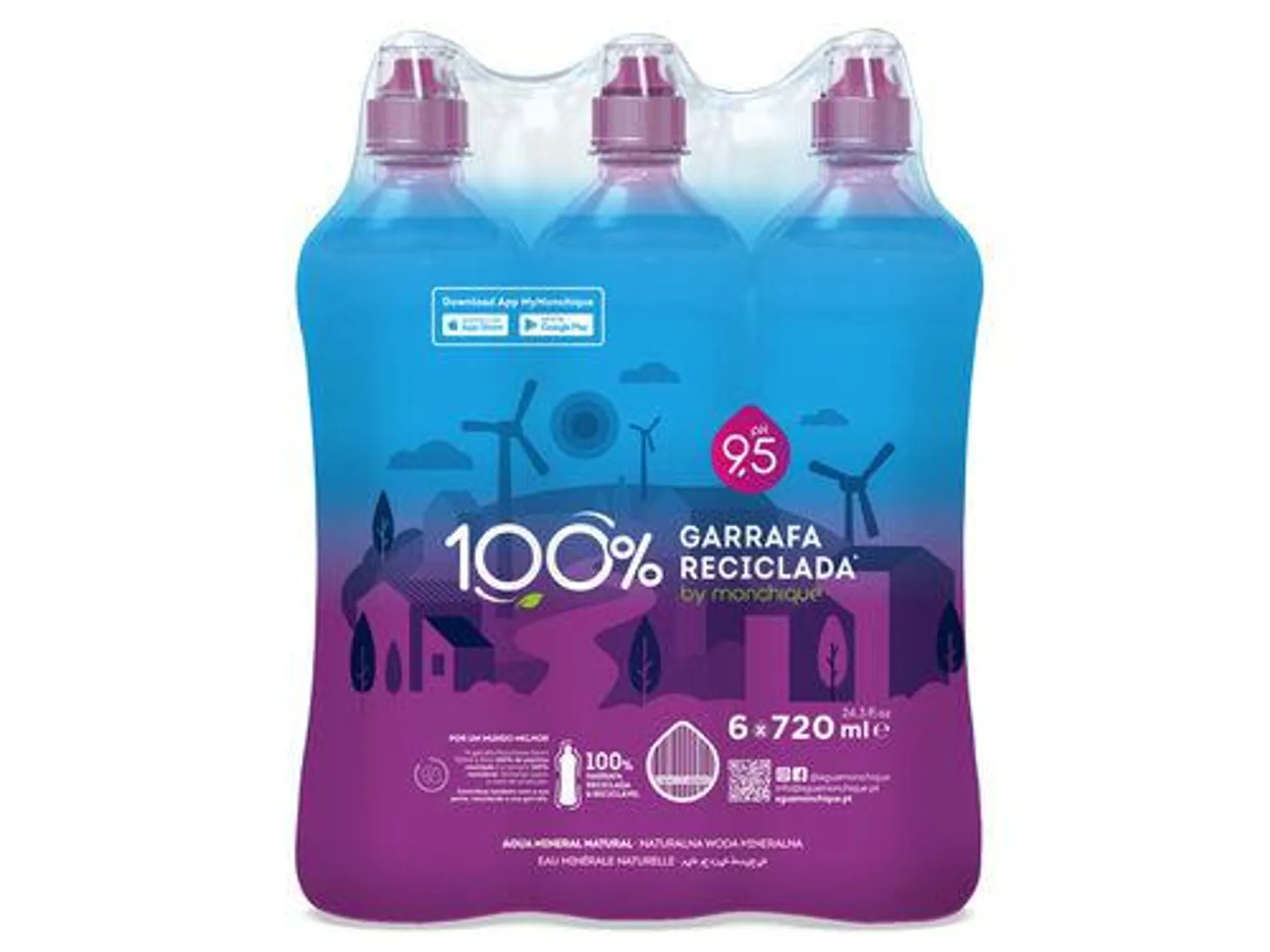 água monchique mineral natural sport 100% recargável 6x0.72l