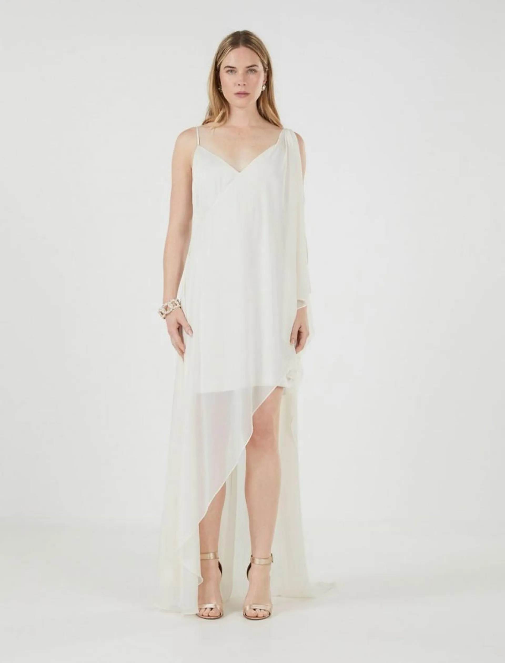 Minivestido BCBGMAXAZRIA Spaga Draped Branco | IQNSE-2580