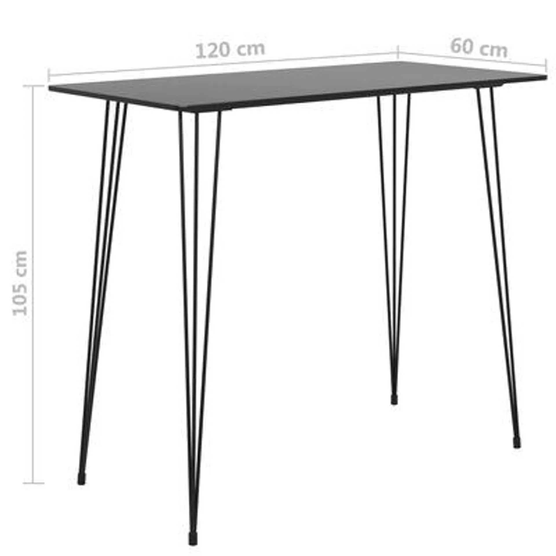 vidaXL Mesa de bar 120x60x105 cm preto