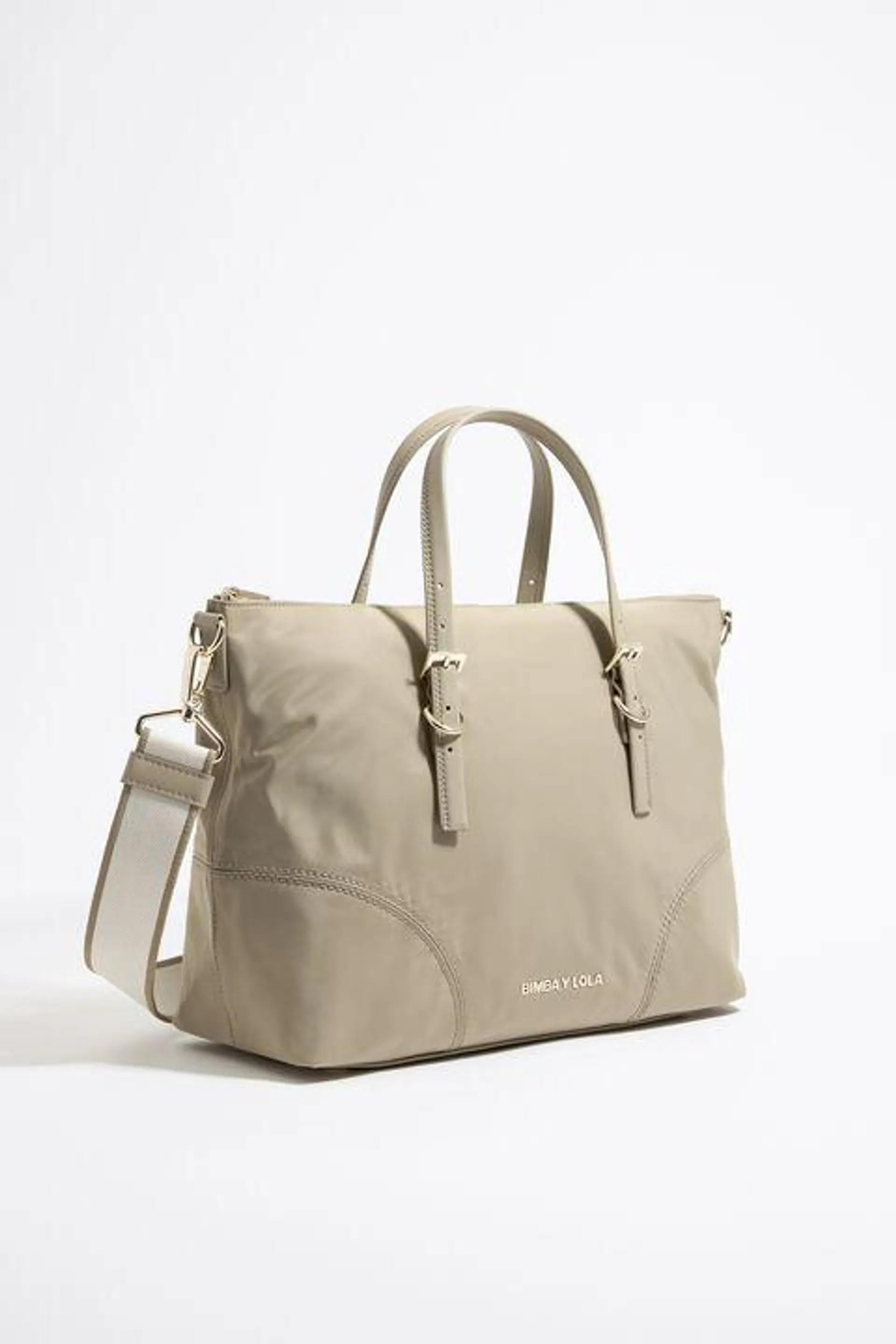 Mala shopper grande nylon caqui-claro