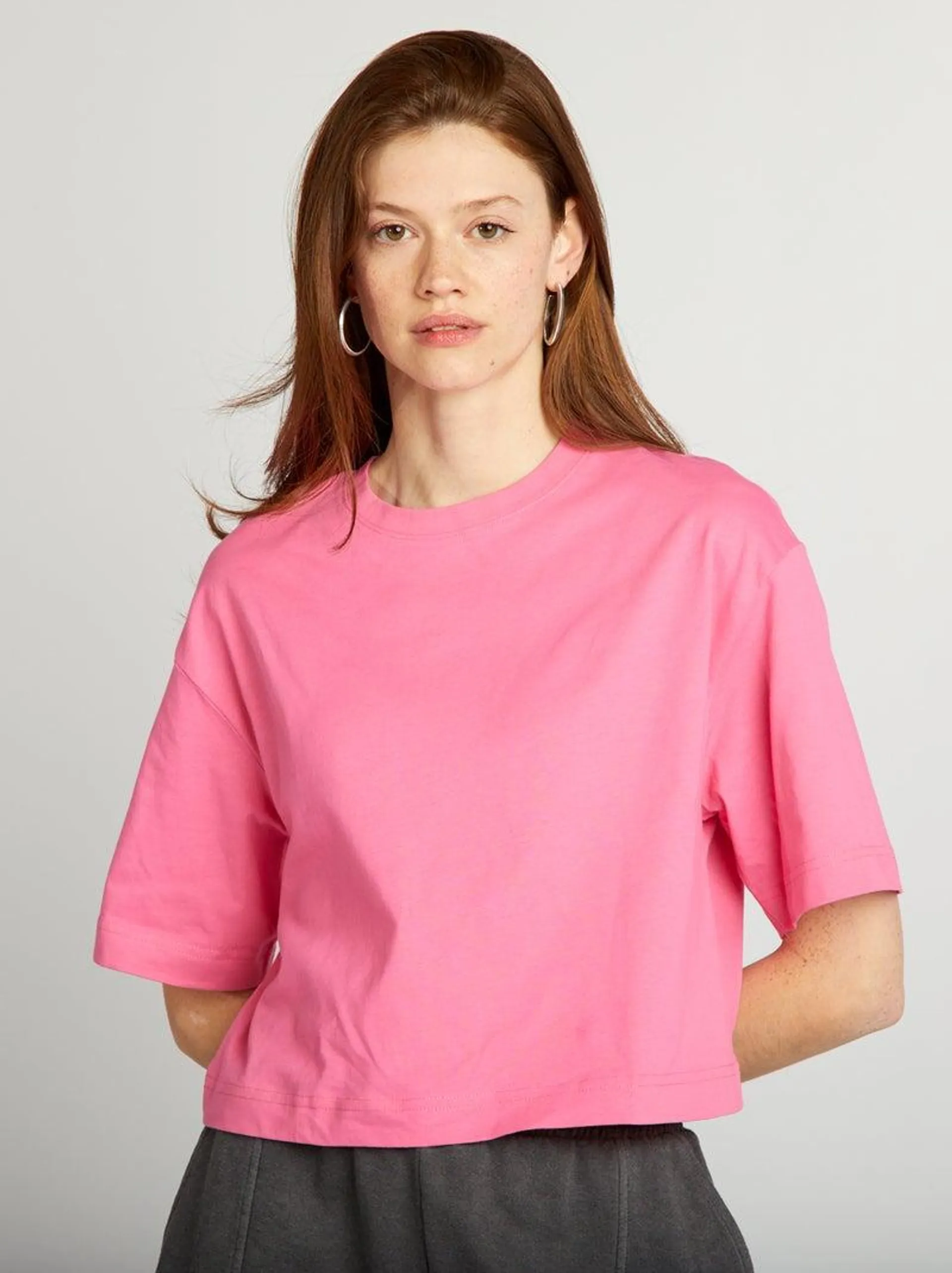 T-shirt crop top larga - Rosa