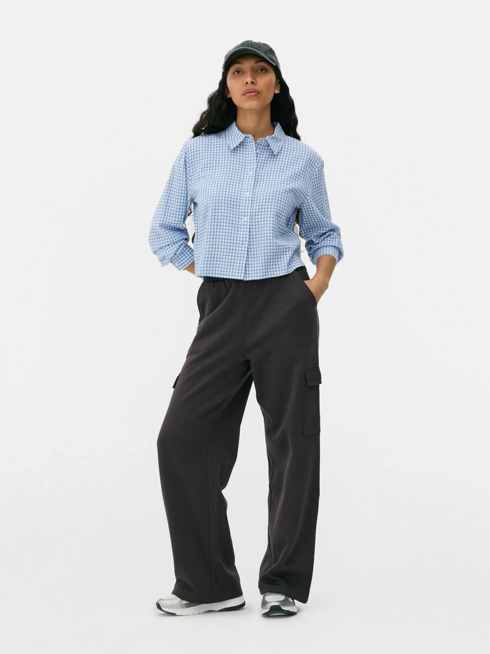 Checked Cropped Shirt Set