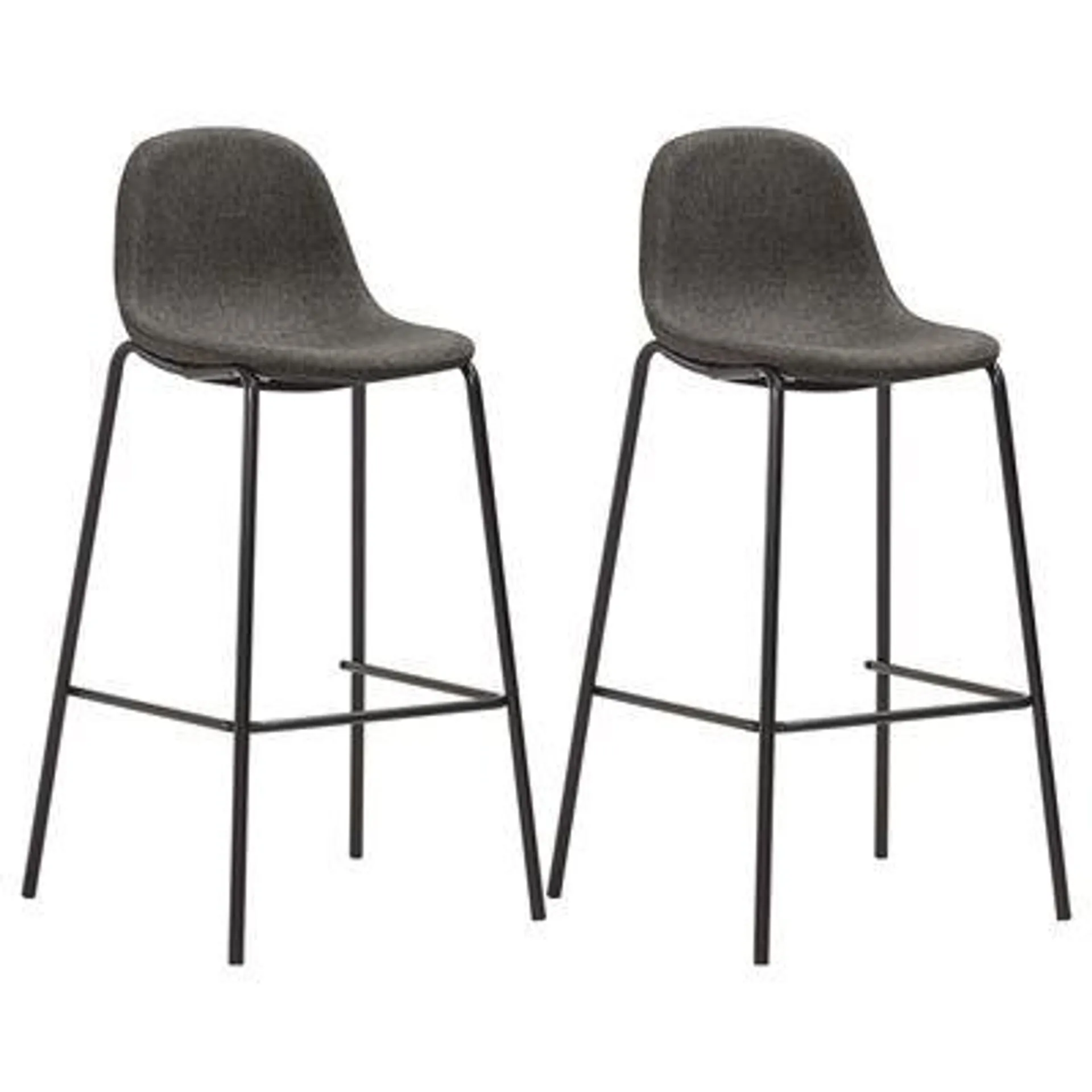 vidaXL Cadeiras de bar 2 pcs tecido cinzento-escuro