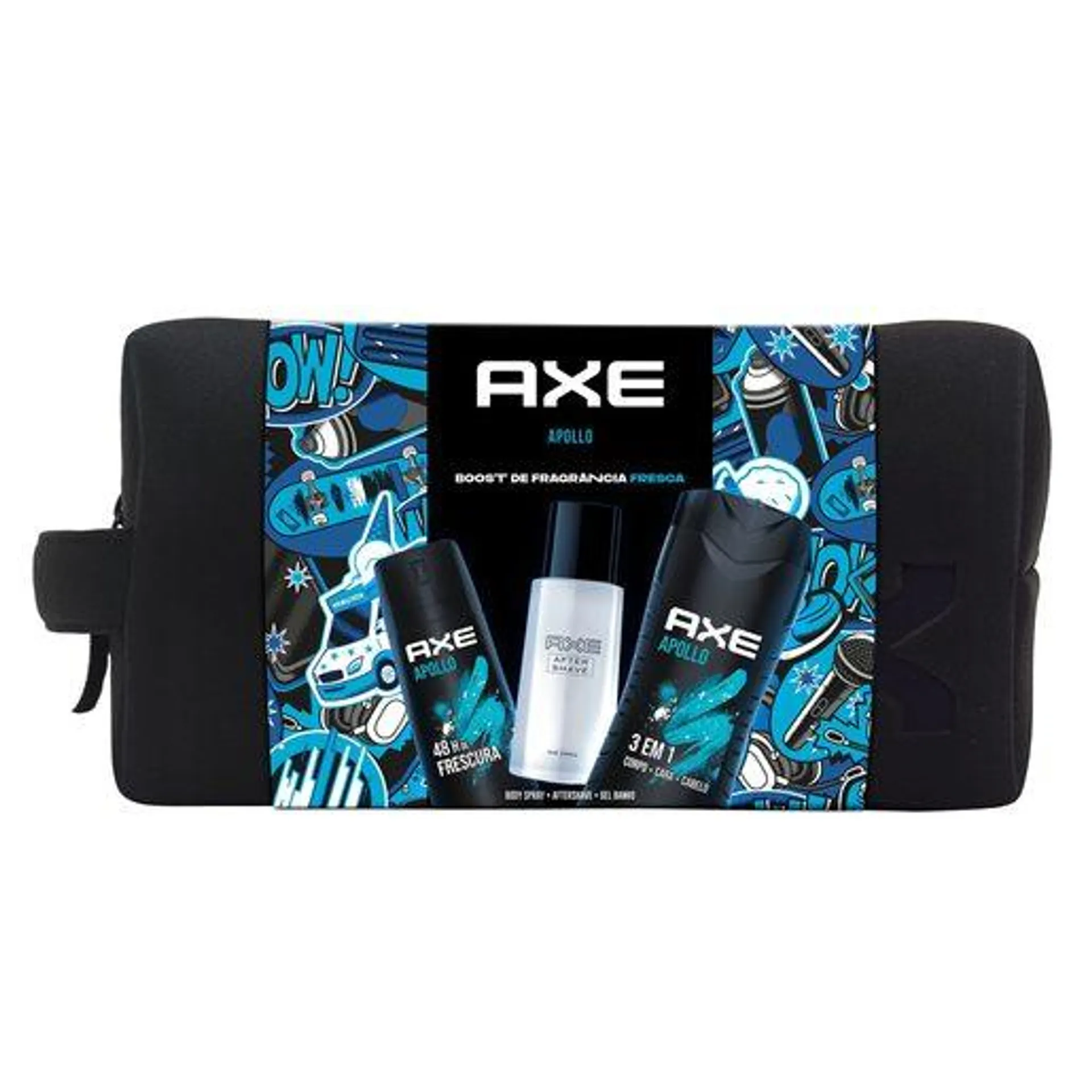 AXE Bolsa Gel de Banho 400 ml + Deo Spray 150 ml + After Shave 100 ml Apollo 1 un