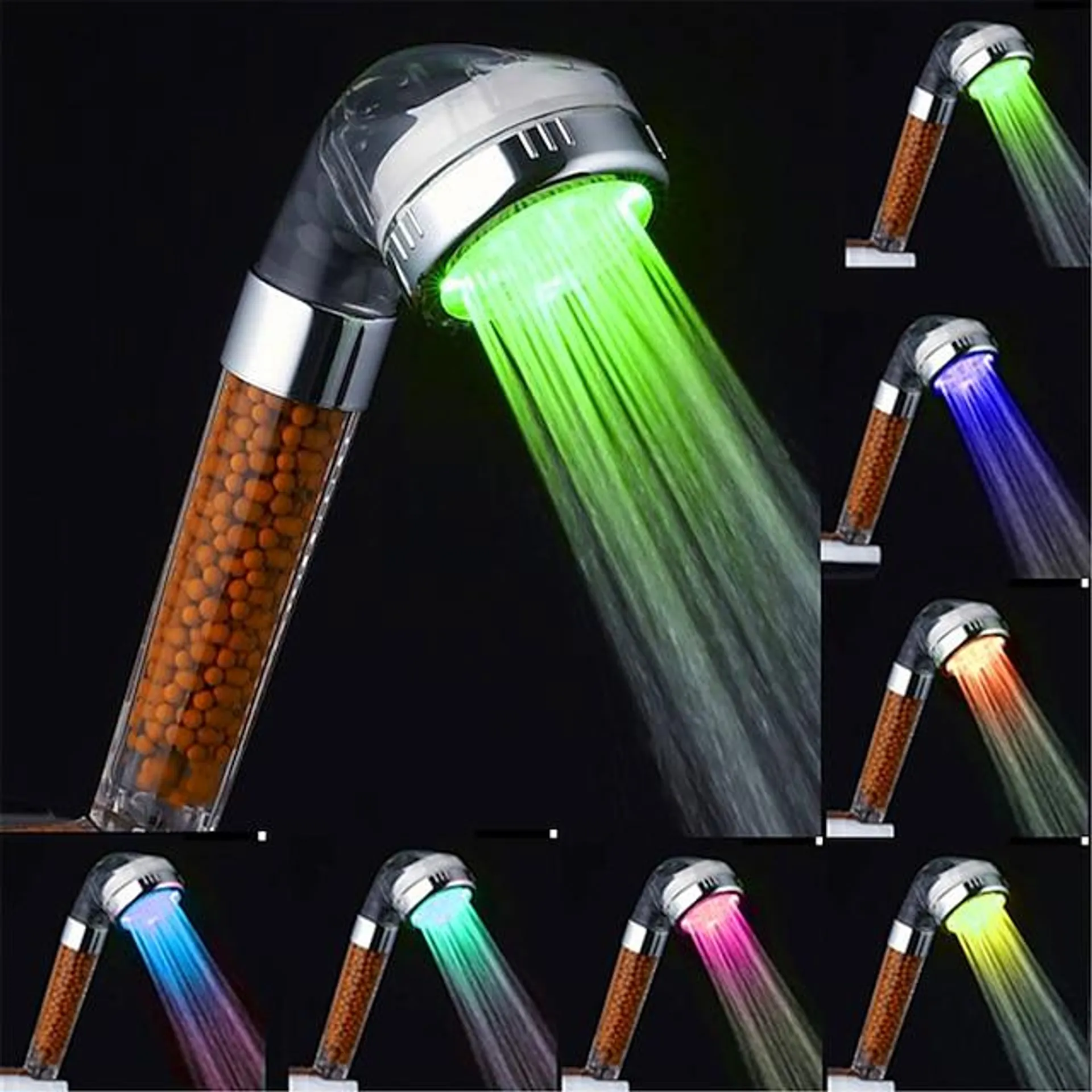 3-kleuren temperatuurgevoelige led kleur veranderende handdouche / abs water aangedreven kleur veranderende led handdouche van hoge kwaliteit