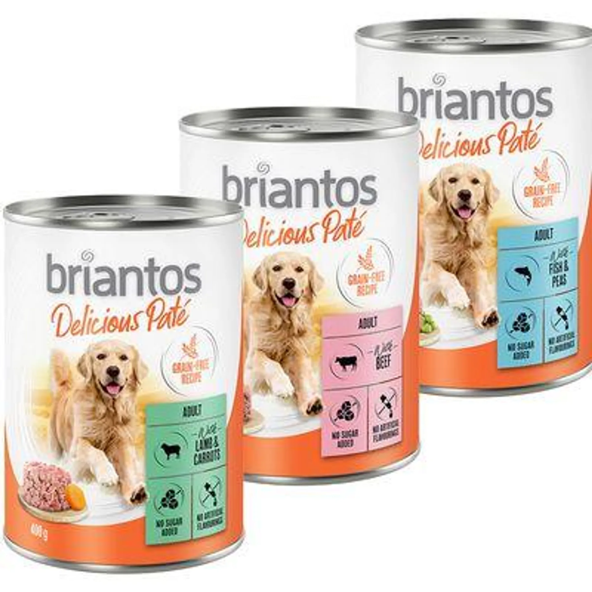 Briantos Delicious Paté 6 x 400 g para cães a preço especial!