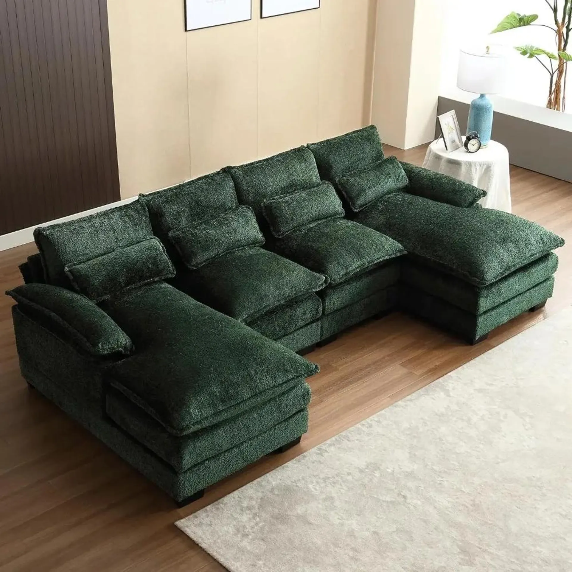 Living Room Sofas, 110.63" Chenille Sectional Couches for Living Room, Modern U Shaped Cloud Couch Large, Living Room Sofas