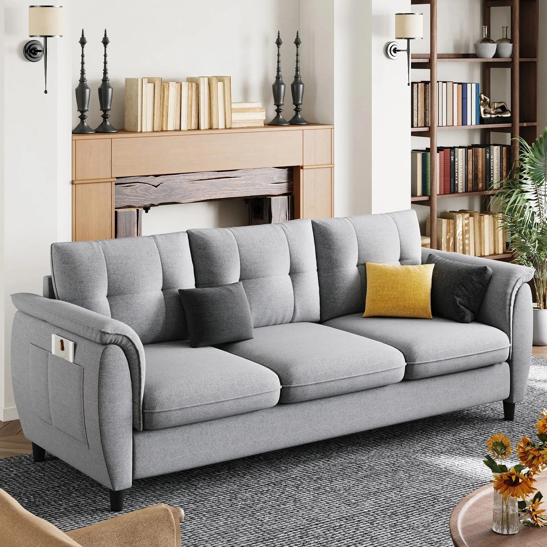 LIKIMIO 78.8" Sofa, Comfy Lounge Couches with 3 Seater Extra Deep Seats, Modern Small Sofa for Living Room/Apartment, Easy Assem