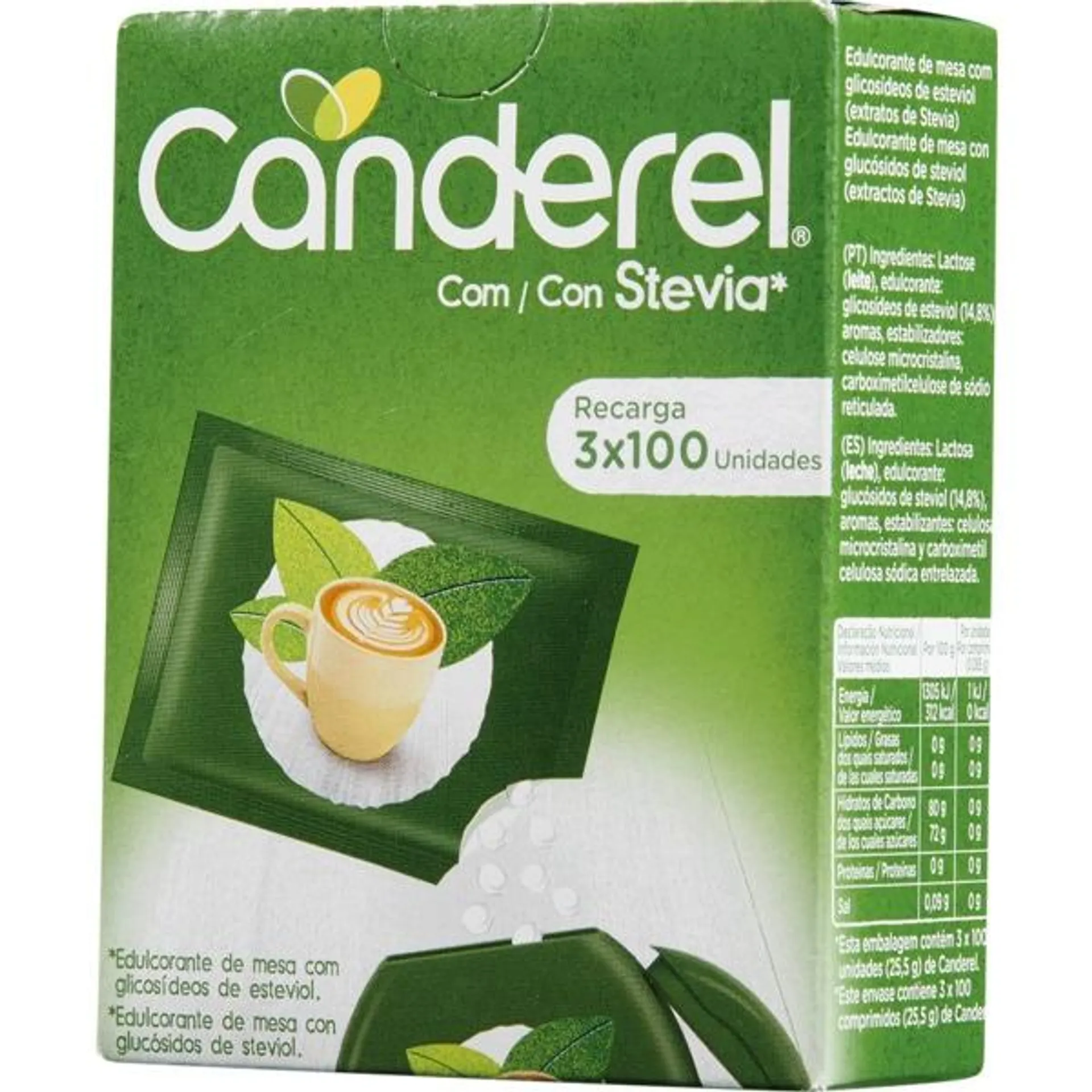 Adoçante com Stevia Recarga 300 unidades Canderel