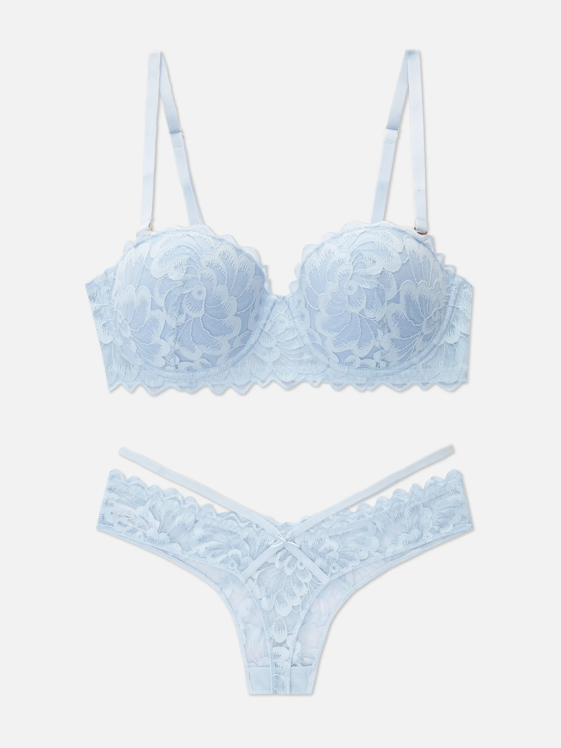 Lace Balcony Bra and Thong Set