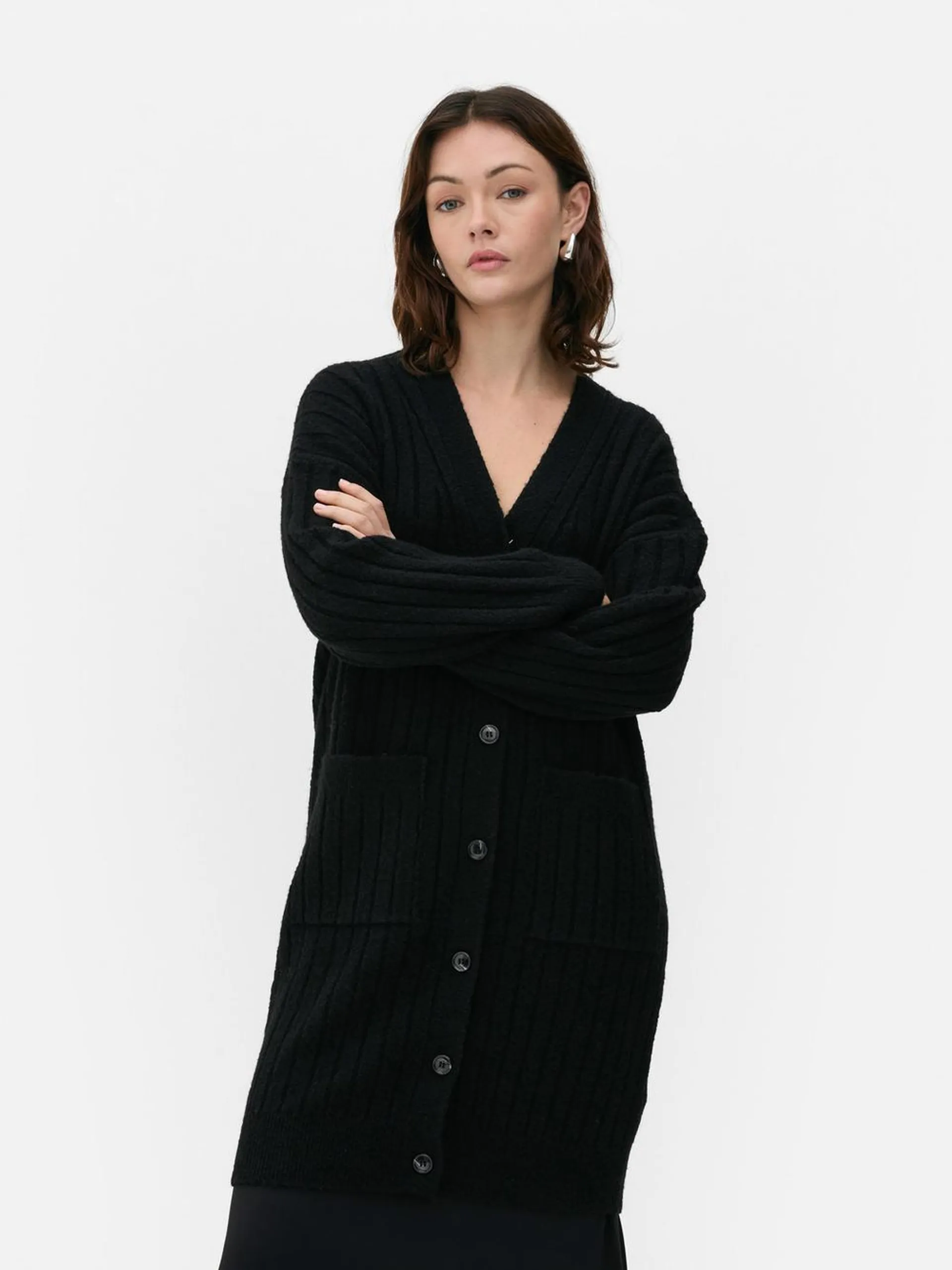 Longline Ribbed Cardigan