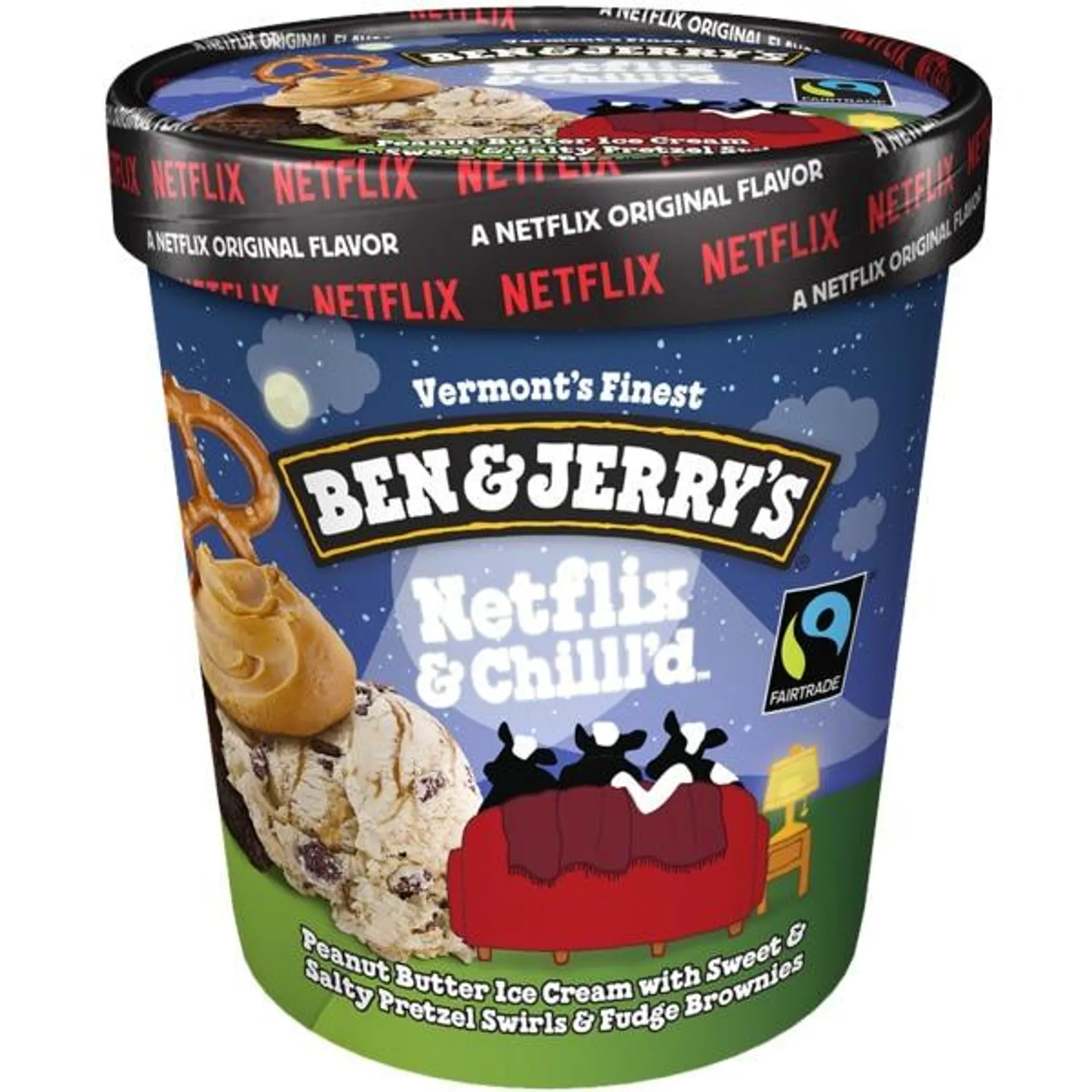 Gelado Netflix & Chill'd de Manteiga de Amendoim embalagem 465 ml Ben & Jerry's