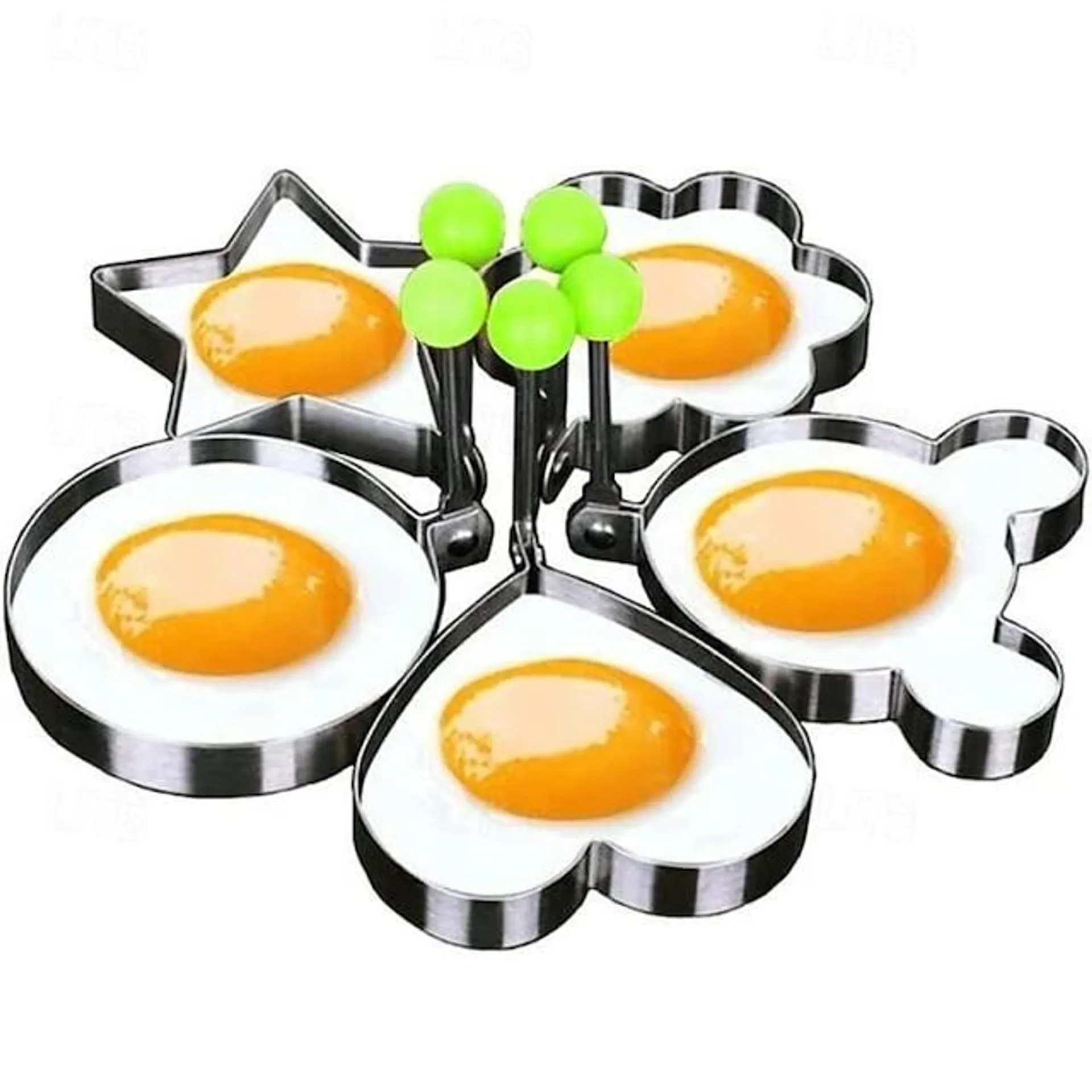 5 stuks set gebakken ei vorm pannenkoek ringen vormige omelet schimmel schimmel frituren ei kookgerei keukenbenodigdheden accessoires gadget