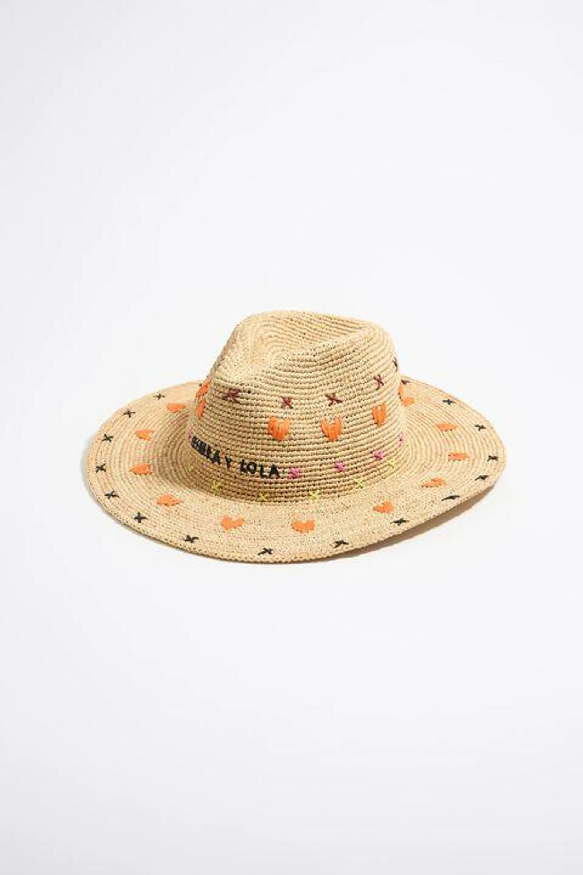 Gorro ráfia natural laranja