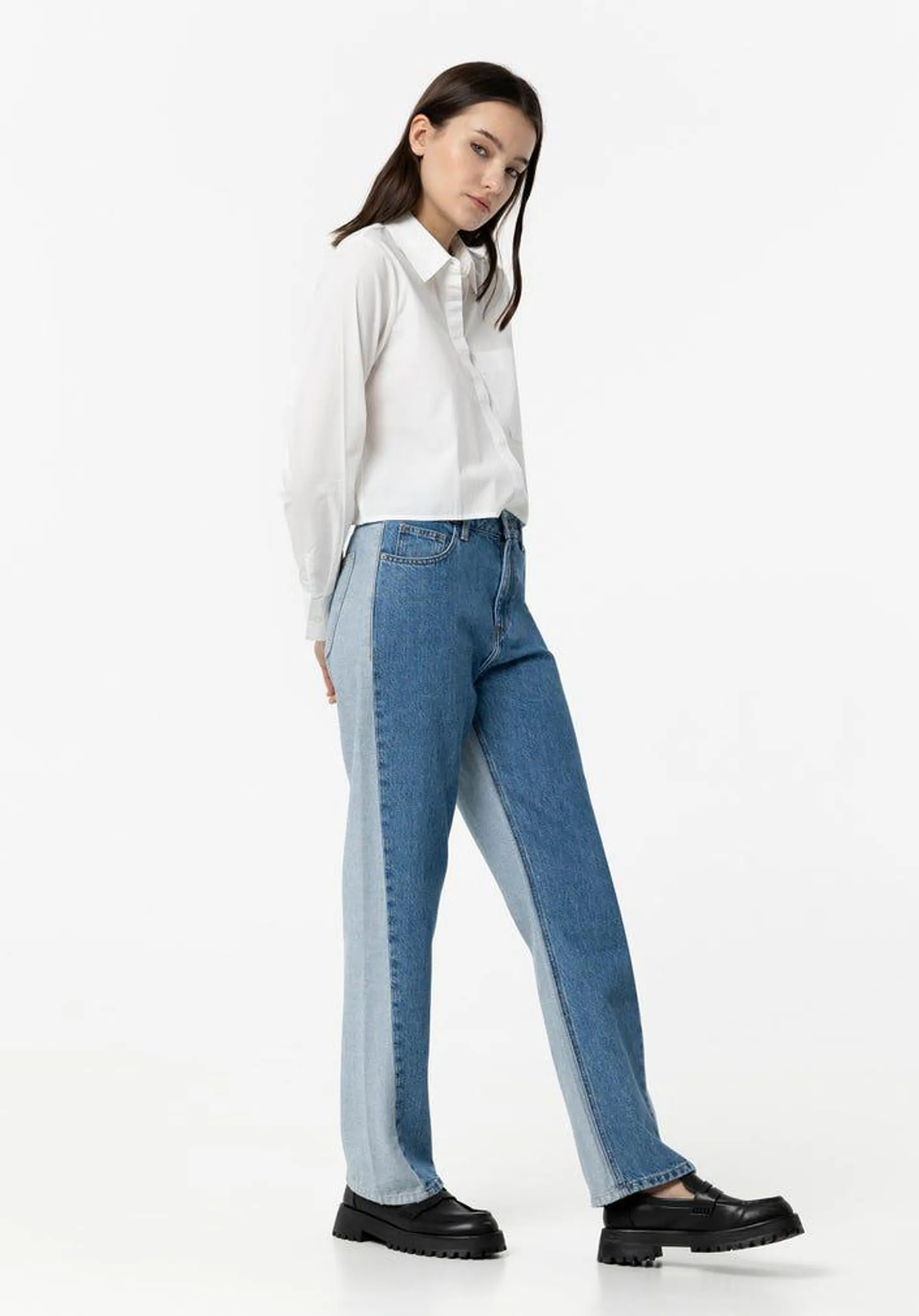 Jeans Straight Fit Color Block