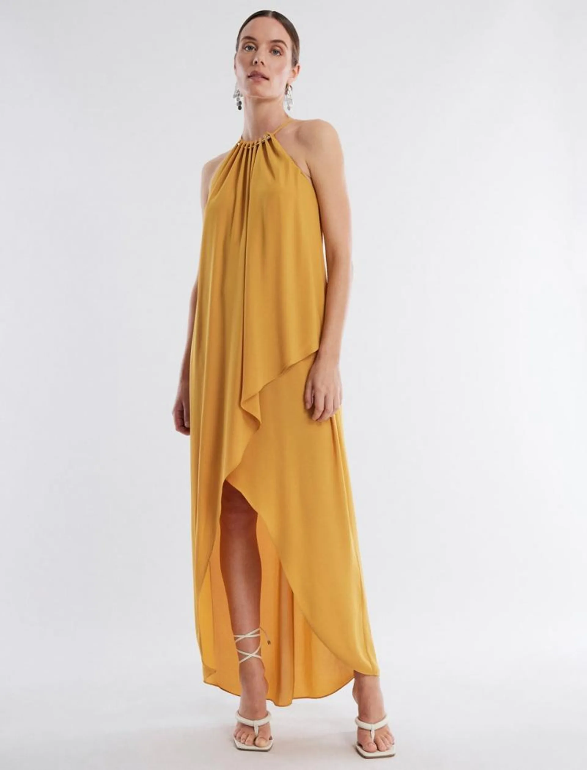 Vestido Maxi BCBGMAXAZRIA Bree Halter Gown Marrom | EWHAI-4510