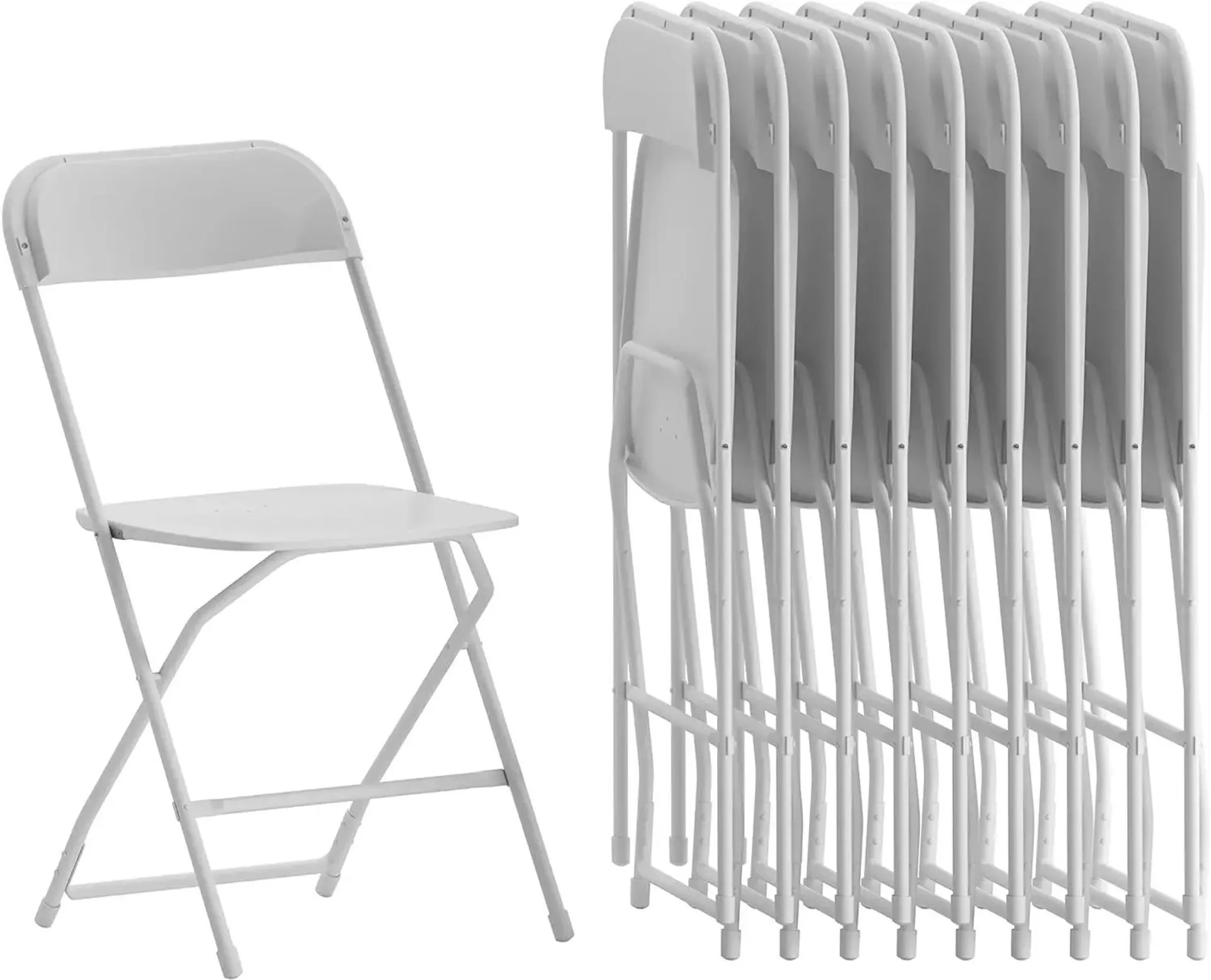 Hercules Series Plastic Folding Chair - White - 10 Pack 650LB Weight Capacity Comfortable Event Chair-Lightweight Folding Chair