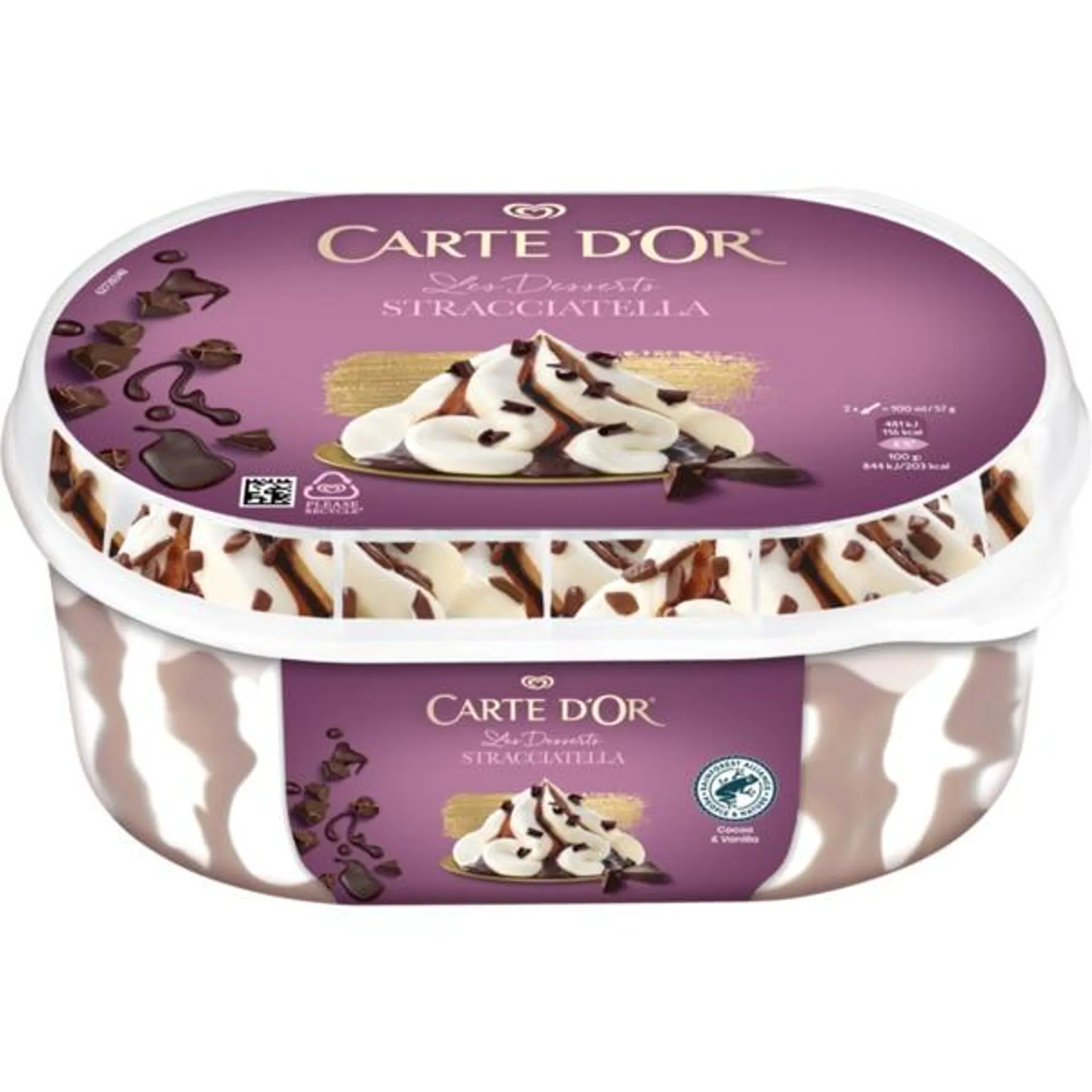 Gelado de Stracciatella embalagem 825 ml Carte D'Or