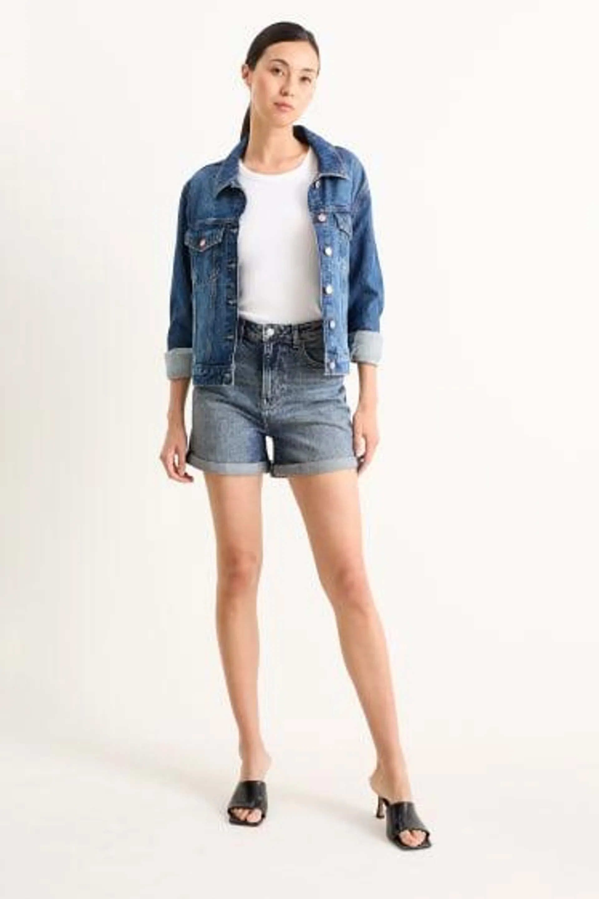 Denim shorts - high waist - LYCRA®