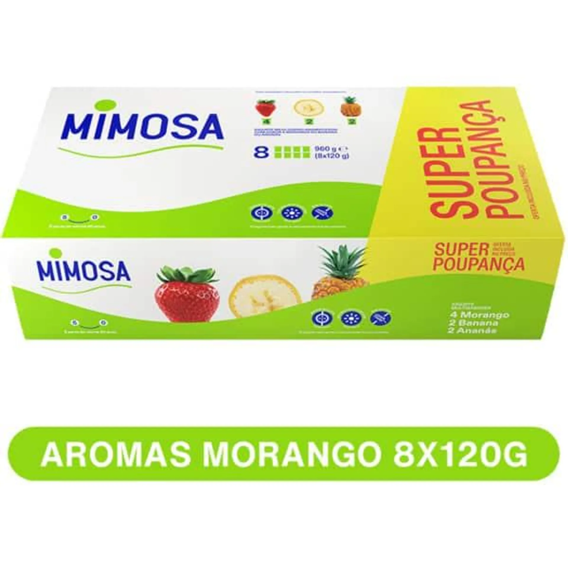 Aroma Iogurte Aroma 4 a Morango, 2 a Banana e 2 a Ananás Pack 8