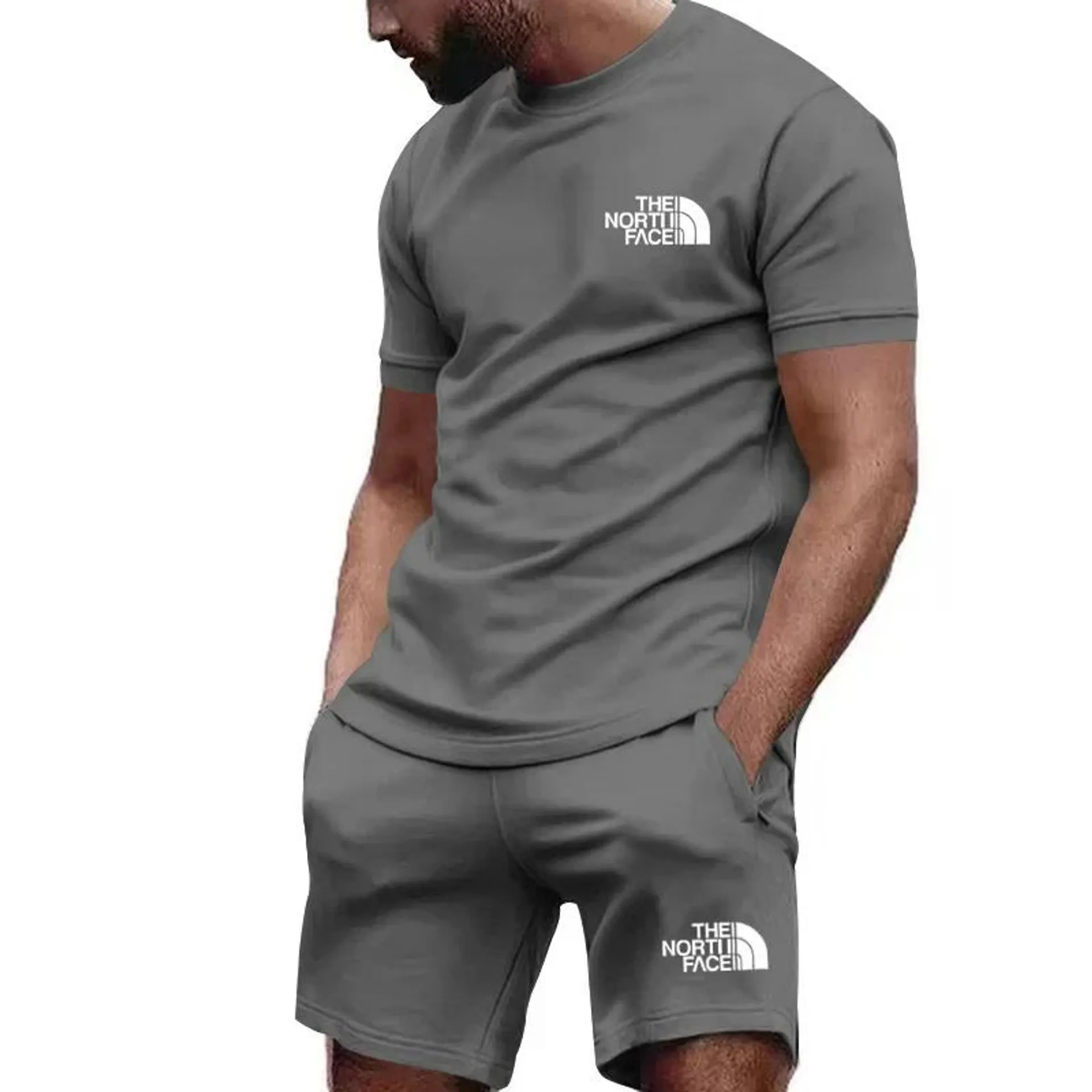 2024 new men's sportswear short sleeved T-shirt and sports shorts summer casual jogging pants set men's two-piece set