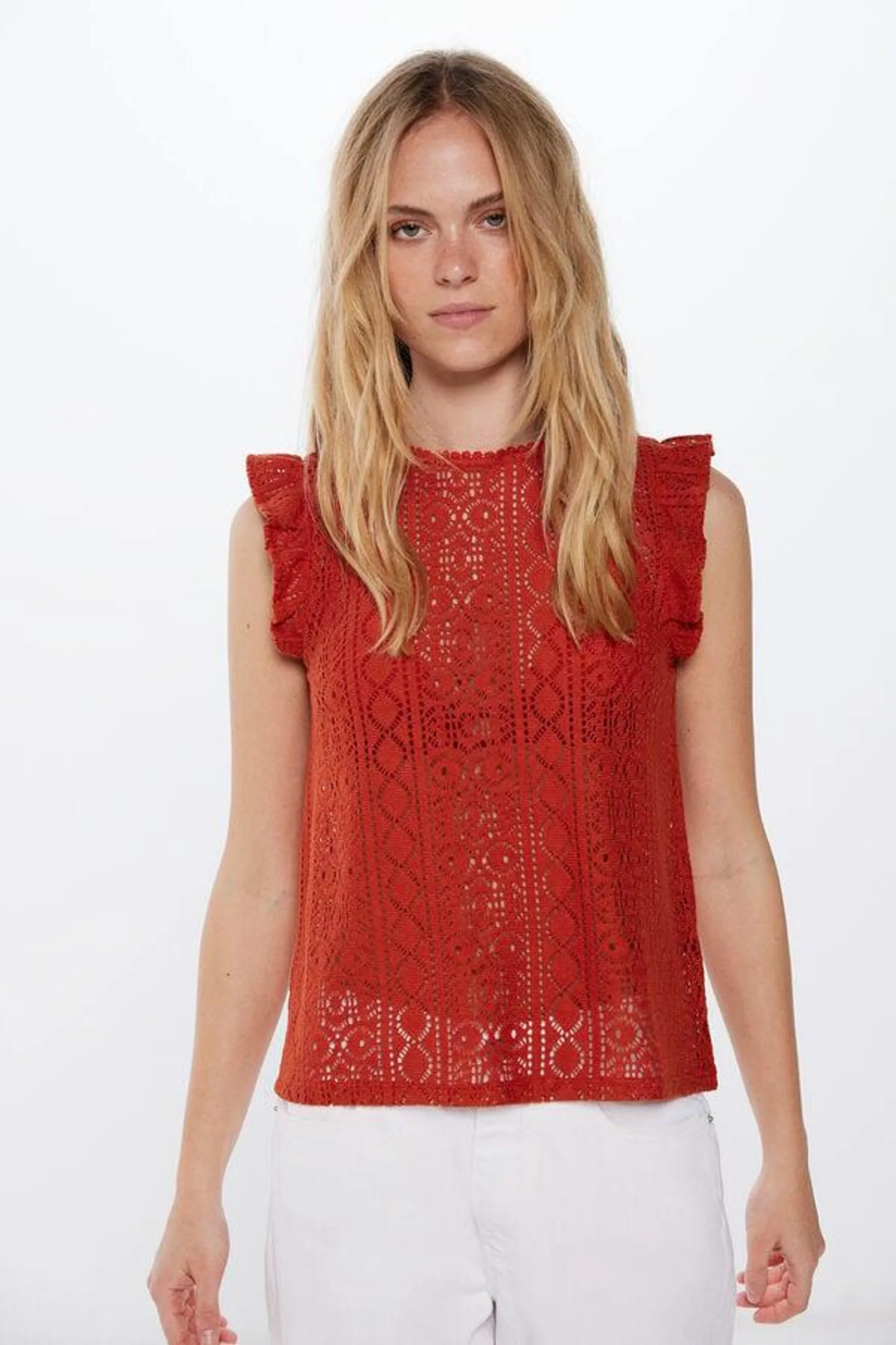 Camiseta Crochet Terracota