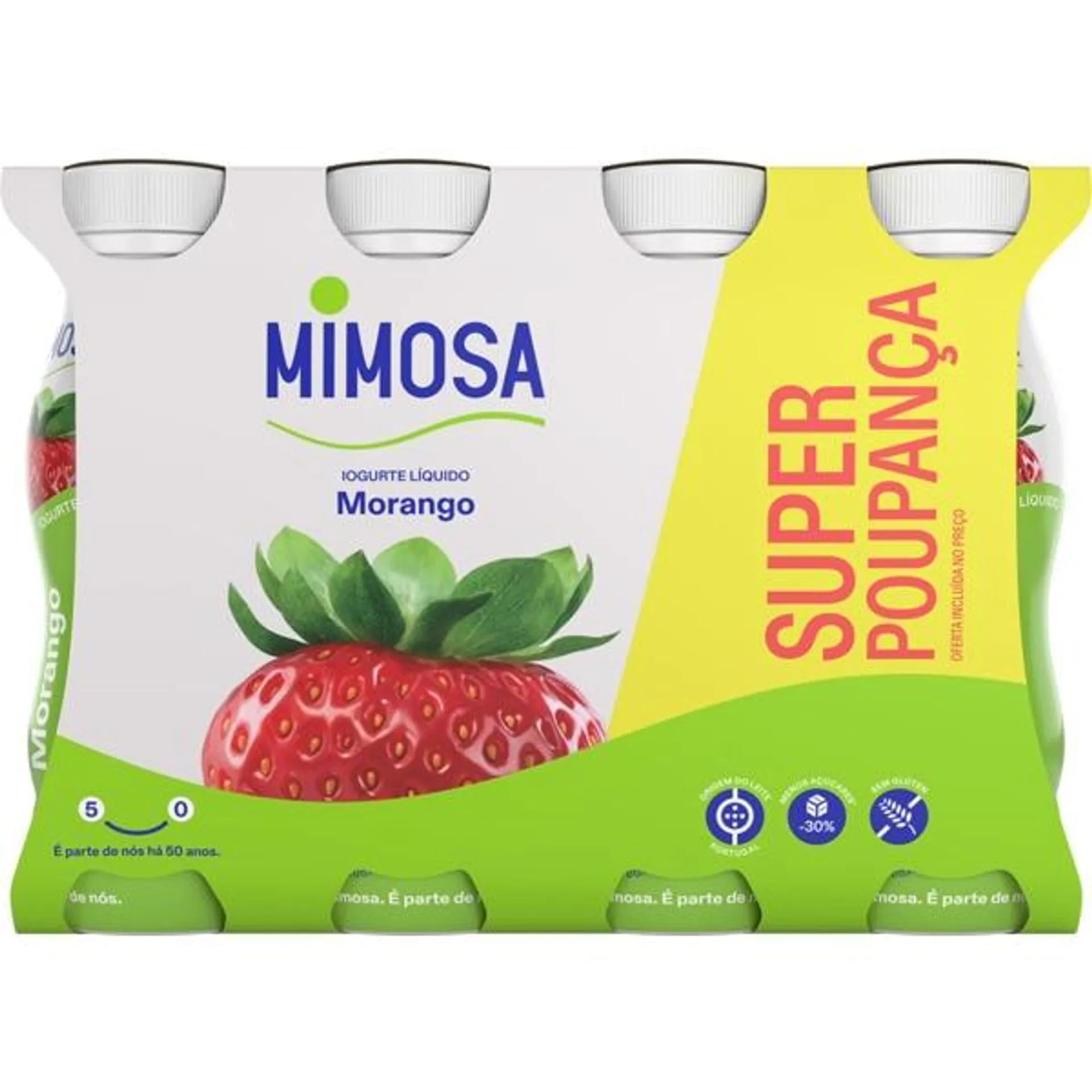 Iogurte Líquido de Morango Pack 8 unidades embalagem 151 ml Mimosa