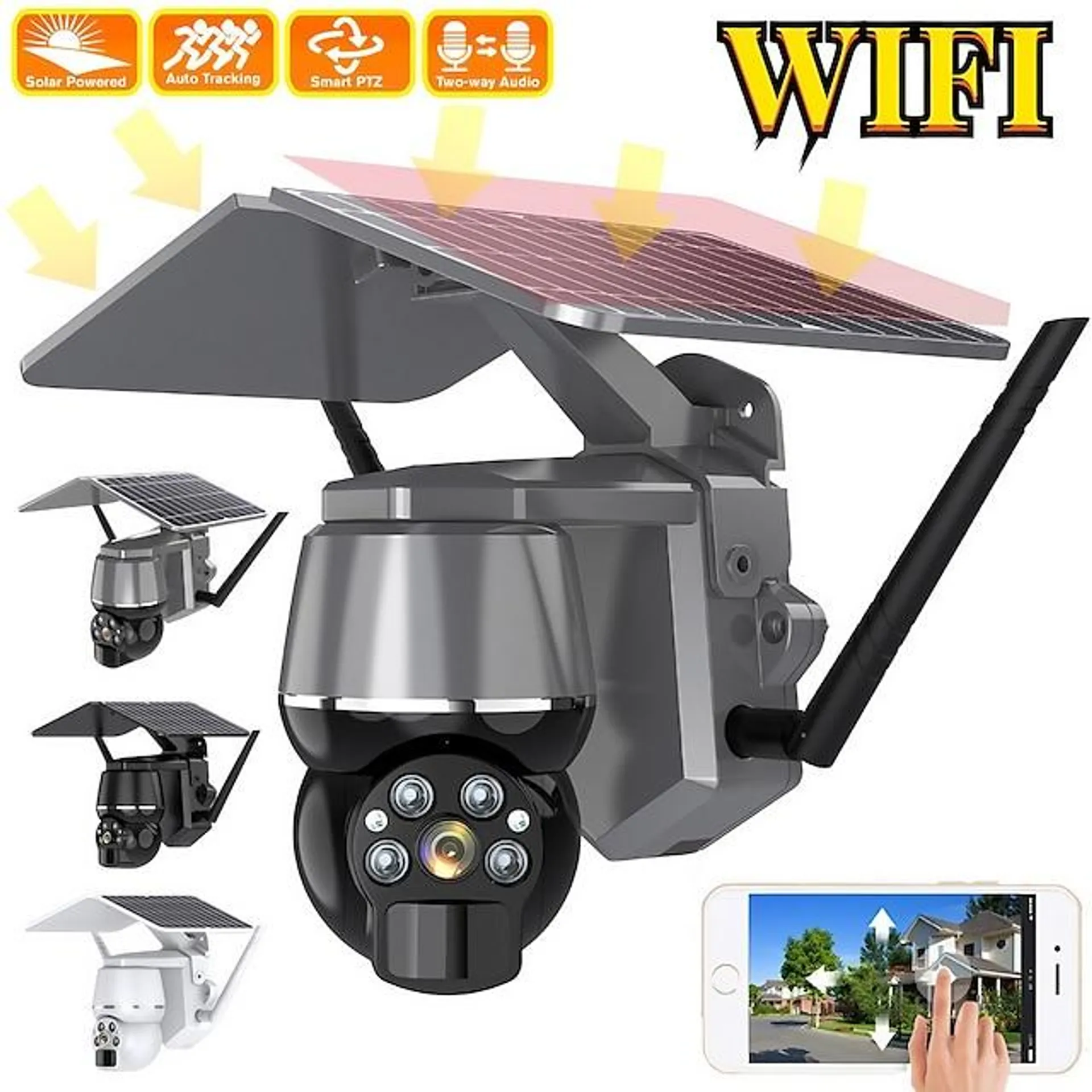 wifi solar ptz outdoor ip65 2mp 360 ip ptz camera ingebouwde oplaadbare batterij pir detecteren twee weg audio solar camera