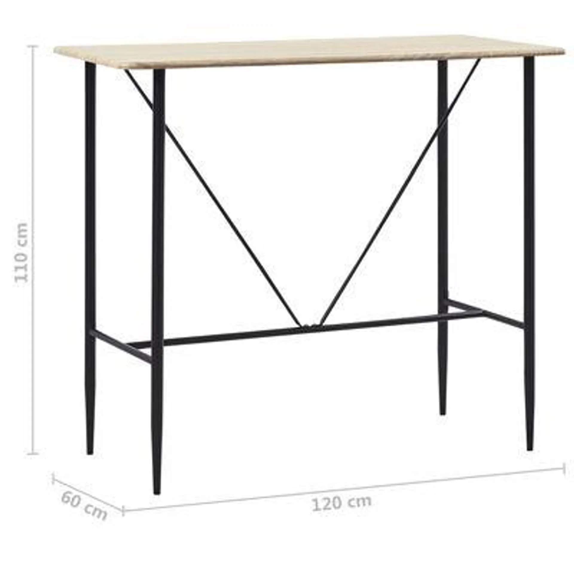 vidaXL Mesa de bar 120x60x110 cm MDF cor carvalho