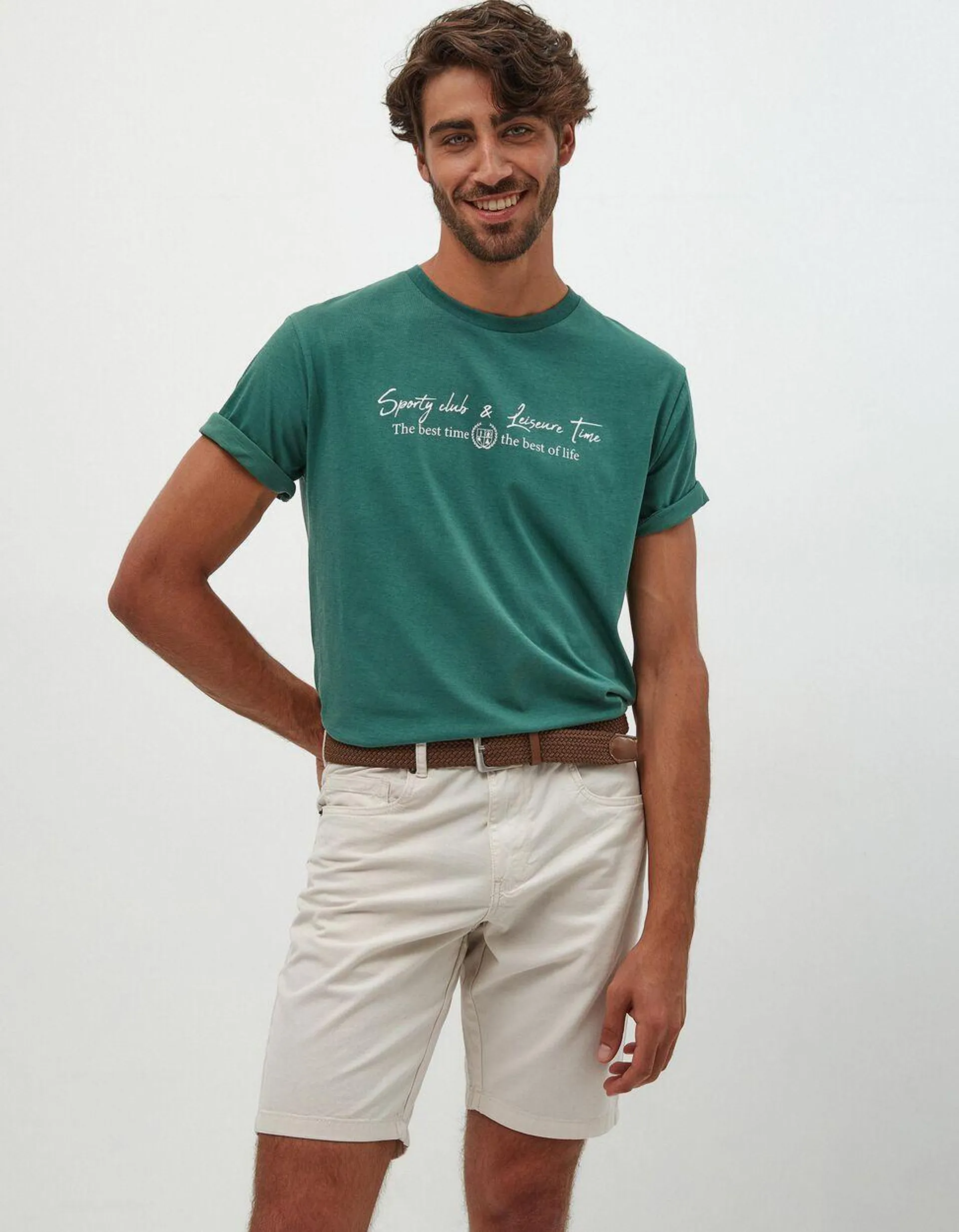 T-shirt Estampado, Homem, Verde Escuro