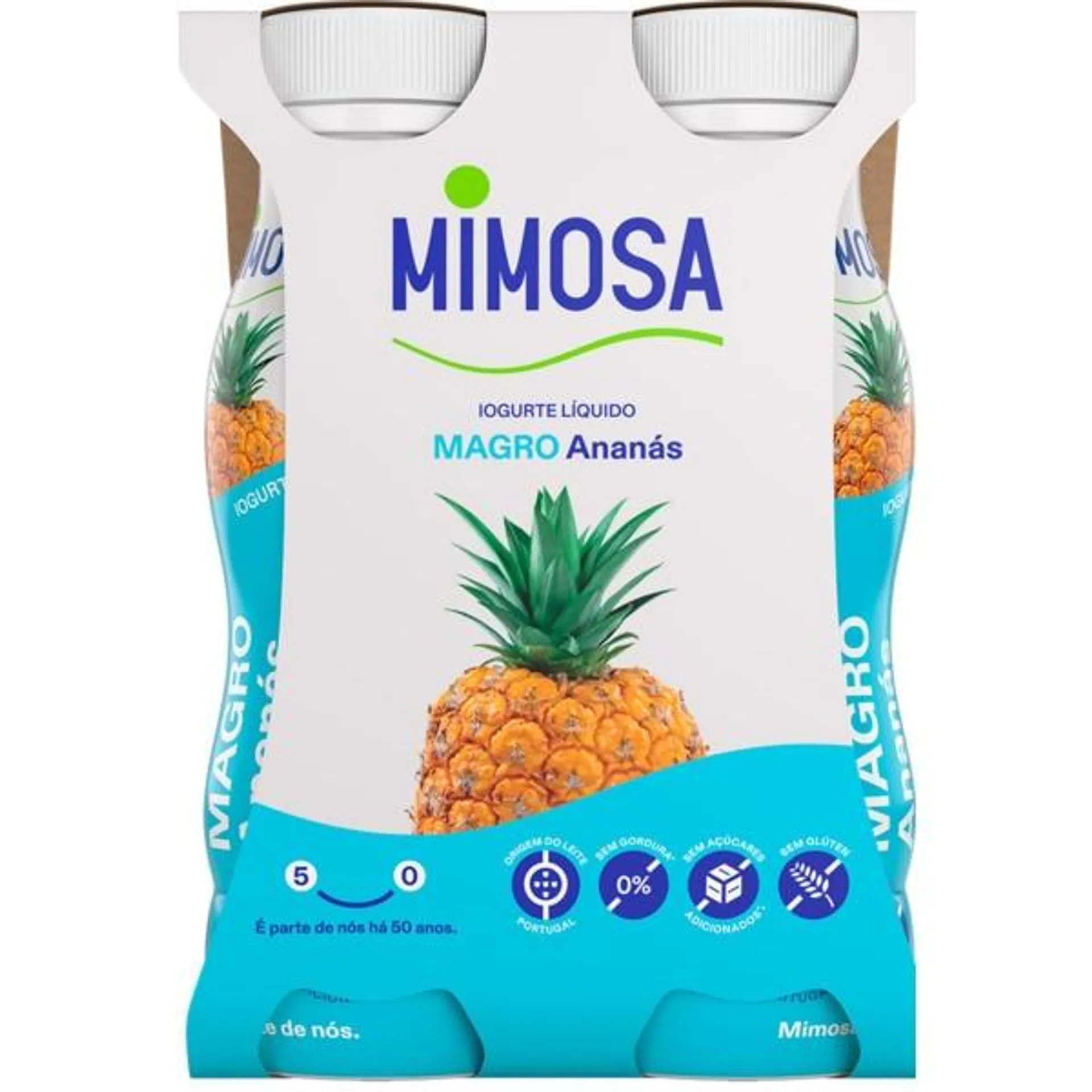 Iogurte Líquido Magro de Ananás Pack 4 unidades embalagem 151 ml Mimosa