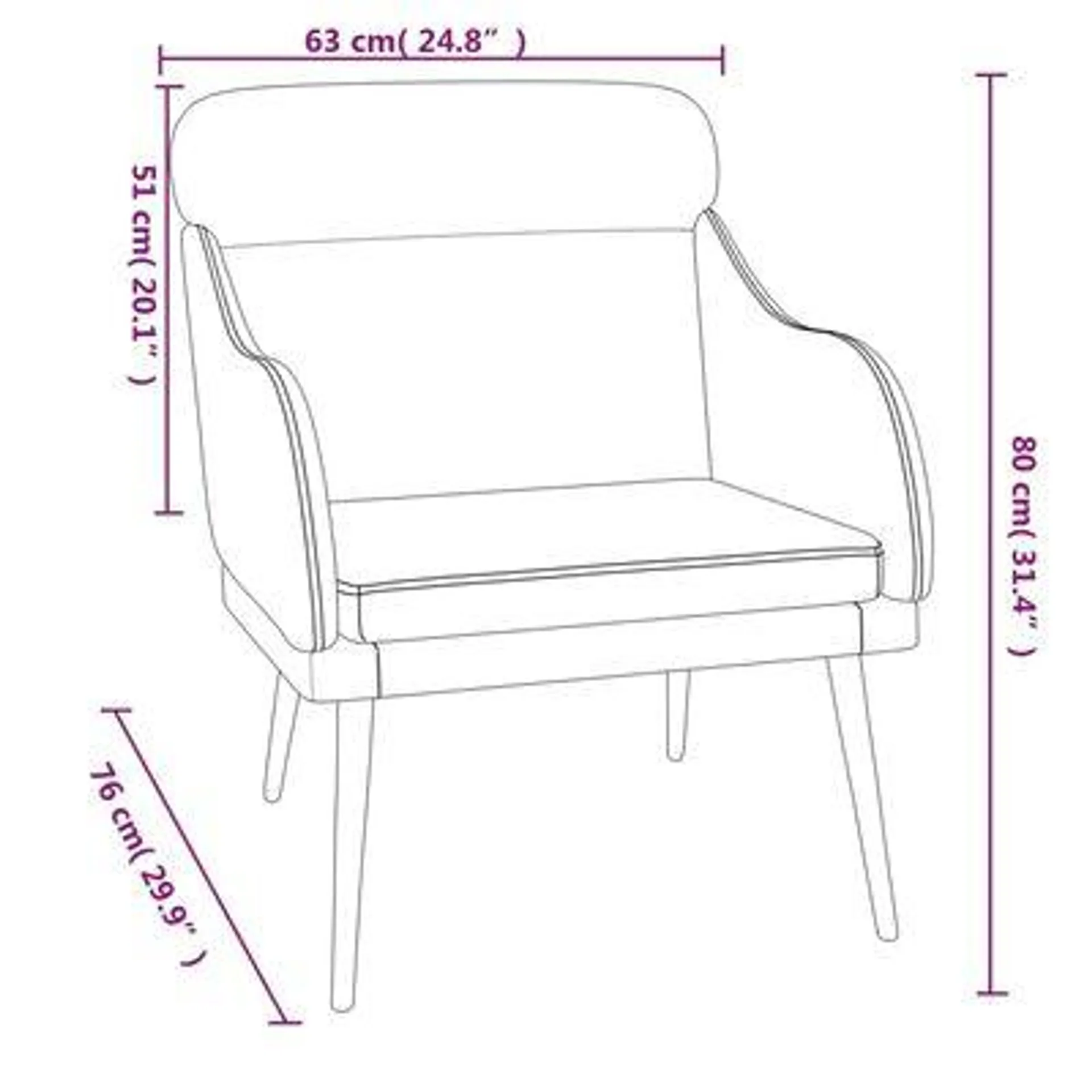 vidaXL Cadeira com apoio de braços 63x76x80 cm veludo castanho