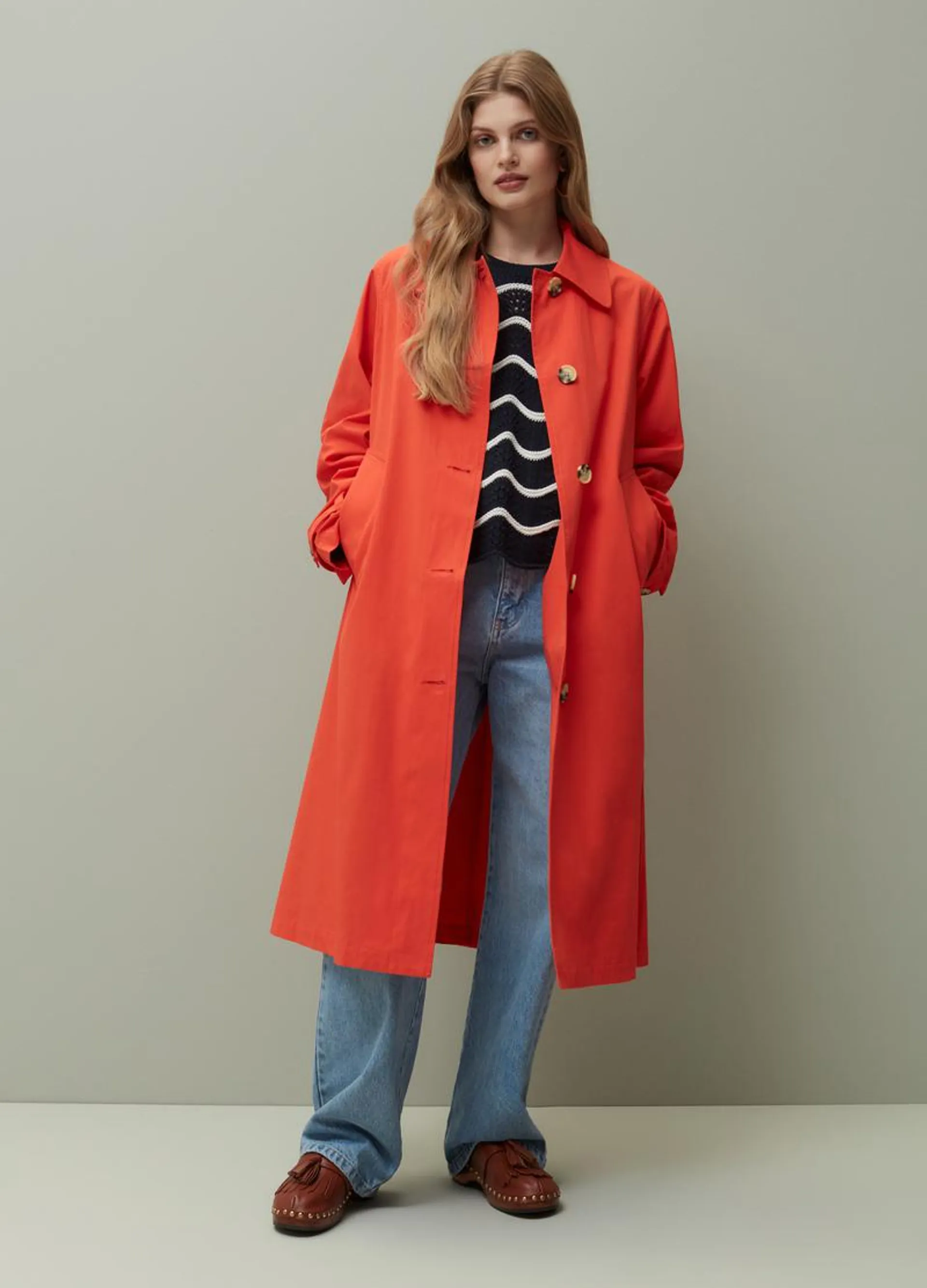 PIOMBO long jacket with striped buttons