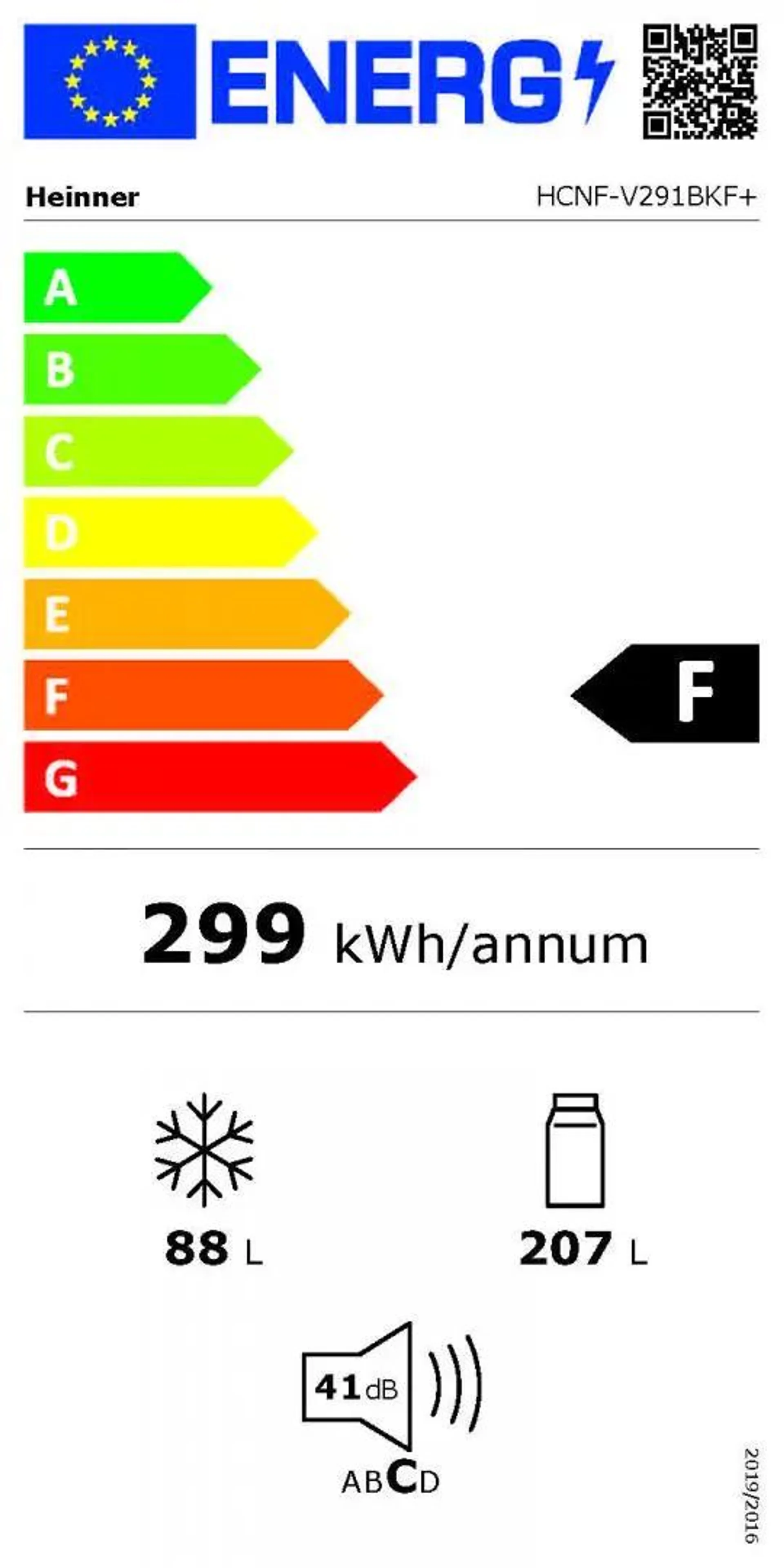 Combina frigorifica Heinner HCNF-V291BKF+, 294 l, No Frost Multicooling, Clasa F, H 186 cm, Negru