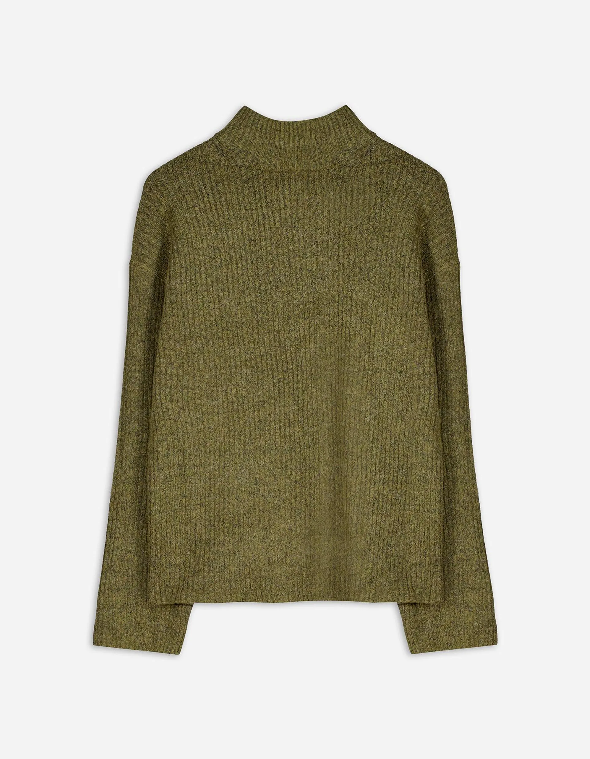 Pulover de tricot - Guler cu guler cocteil - Verde