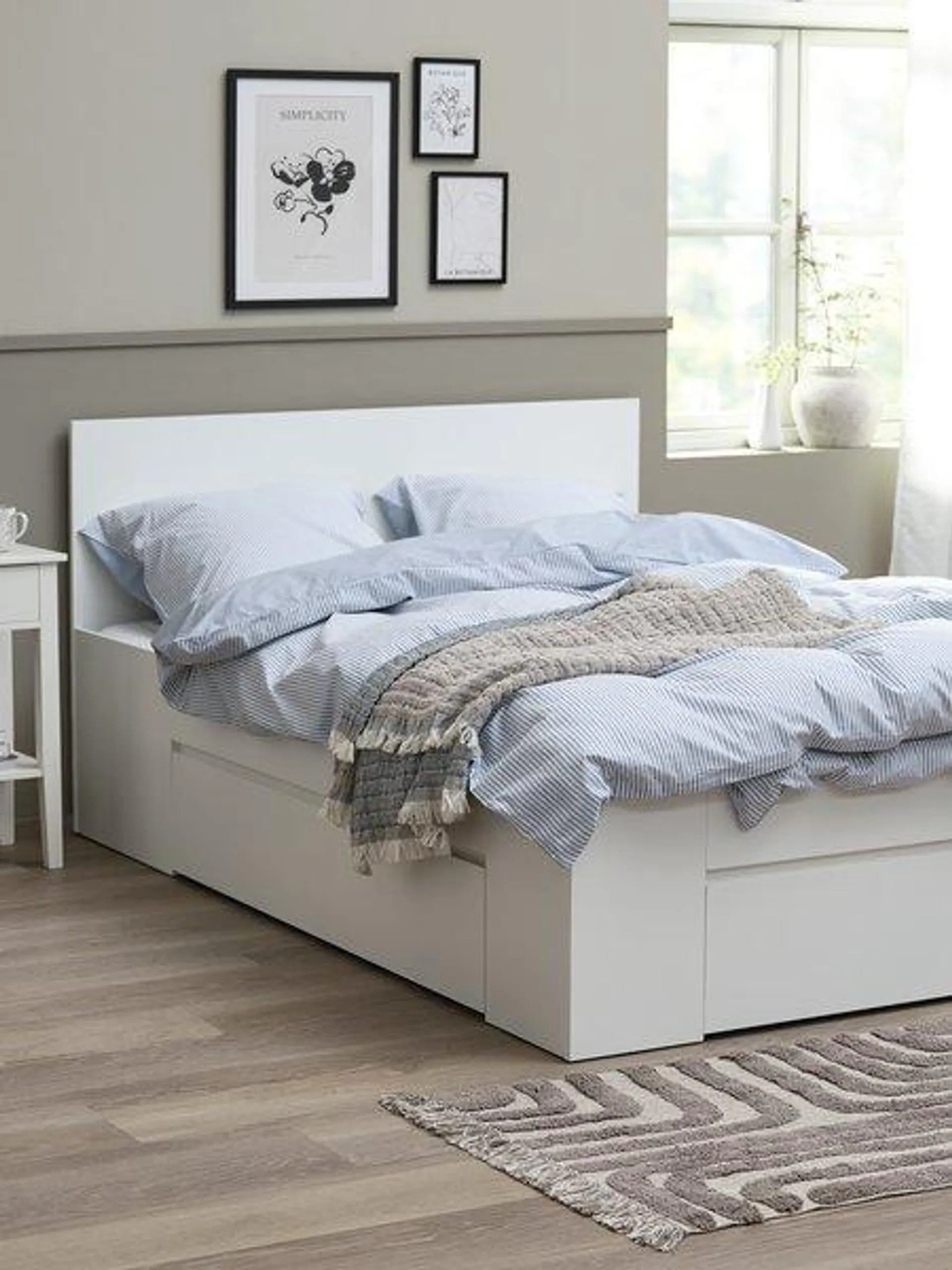 Bed frame LIMFJORDEN 3 drawers Double white