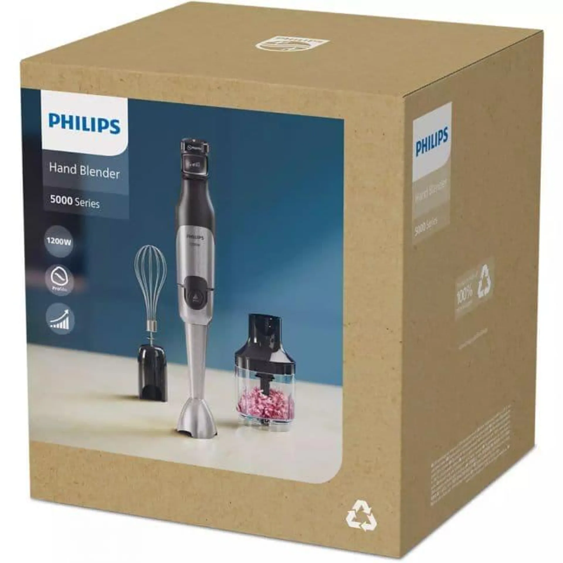 Mixer vertical Philips Seria 5000 HR2683/00, 1200 W, 0.5 l, Tehnologie SpeedTouch, Gri/Negru