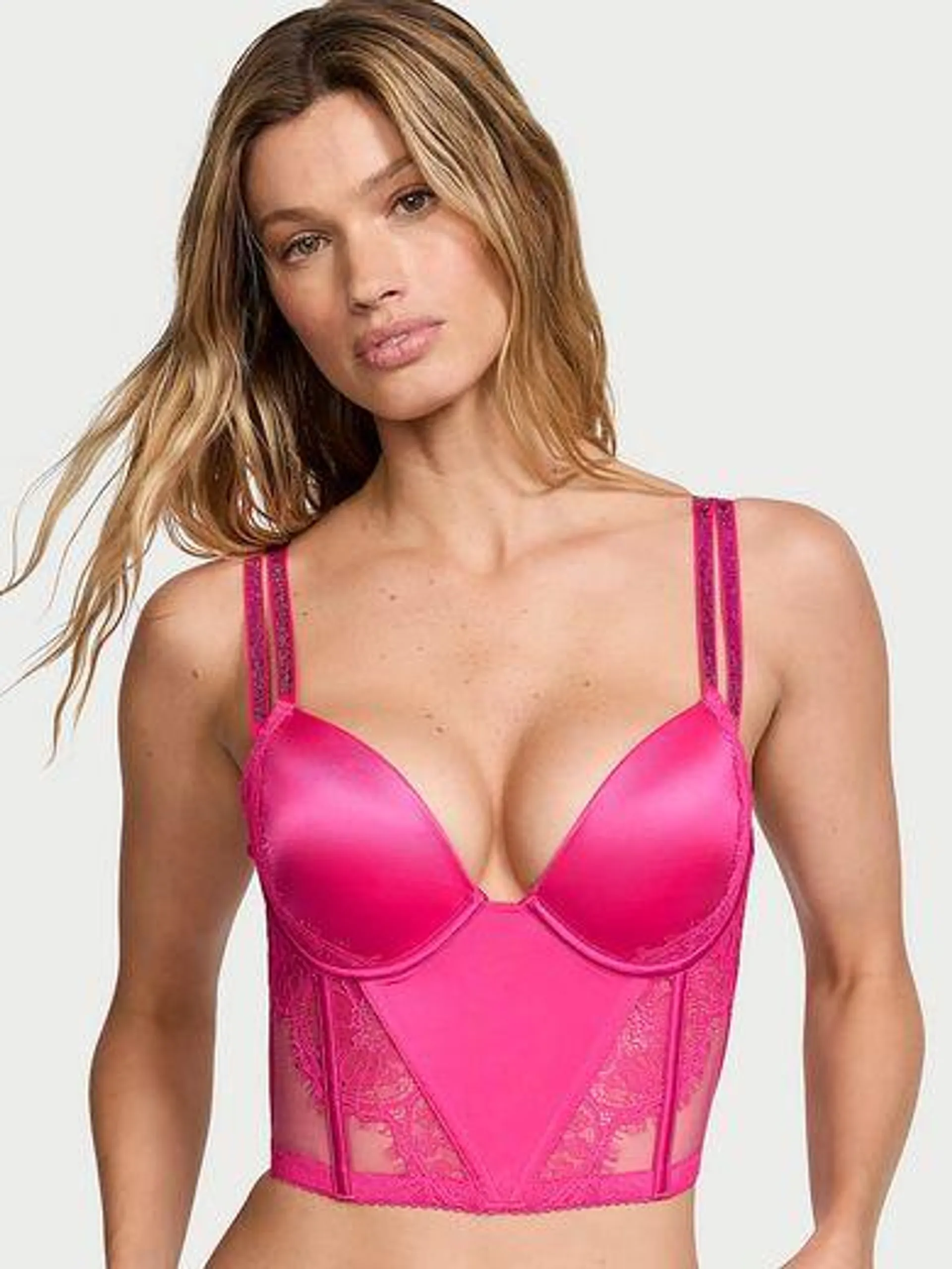 Top cu corset cu Push-Up din dantelă Double Shine Strap