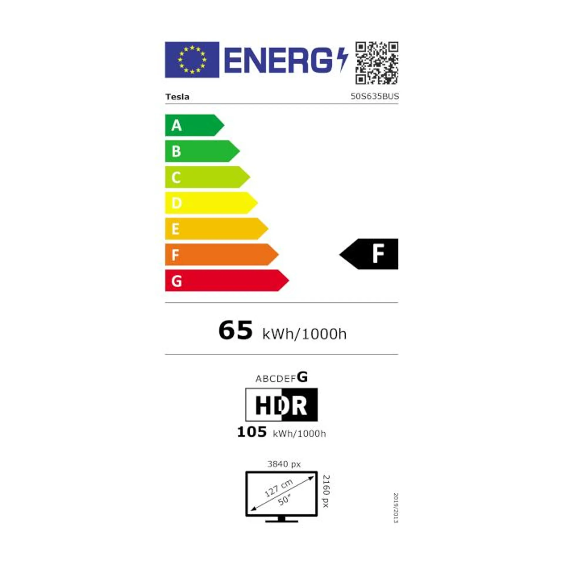 Televizor Smart LED Tesla 50S635BUS, 127 cm, Ultra HD 4K, Clasa F, Negru