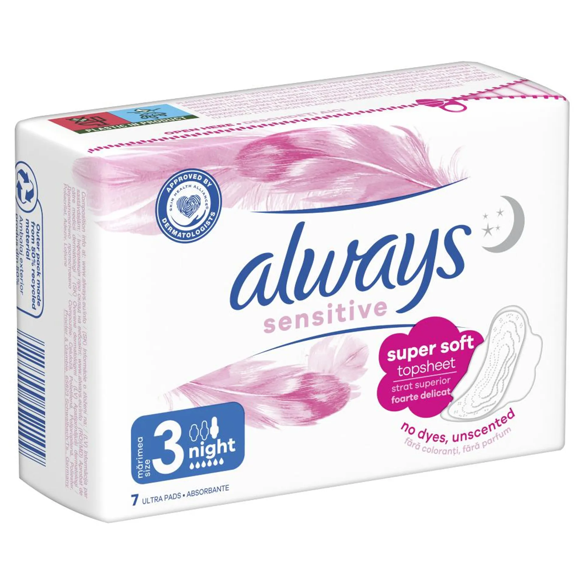 Absorbante Always Sensitive White Single Pack Size 3