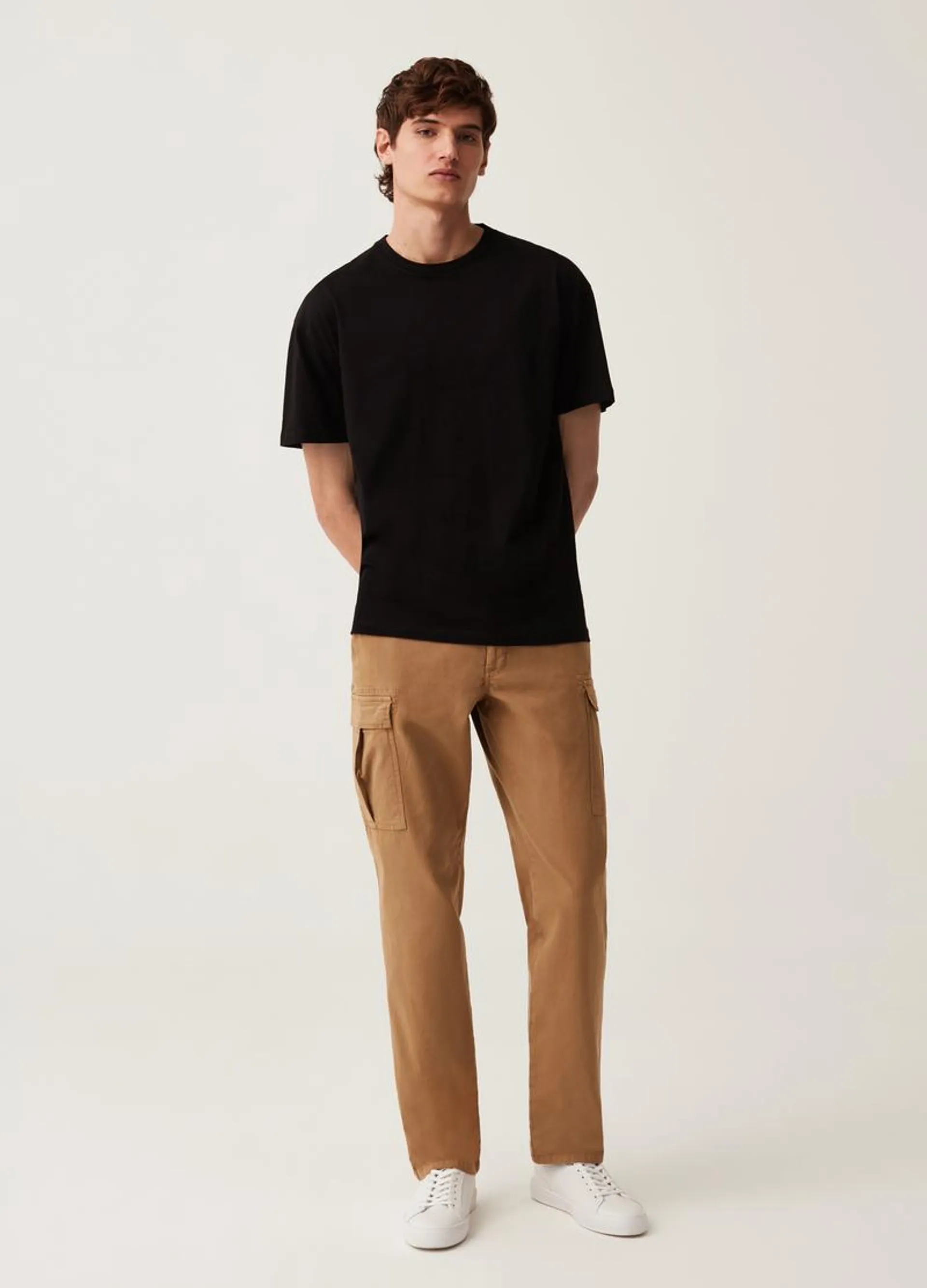 Cargo pants in textured cotton