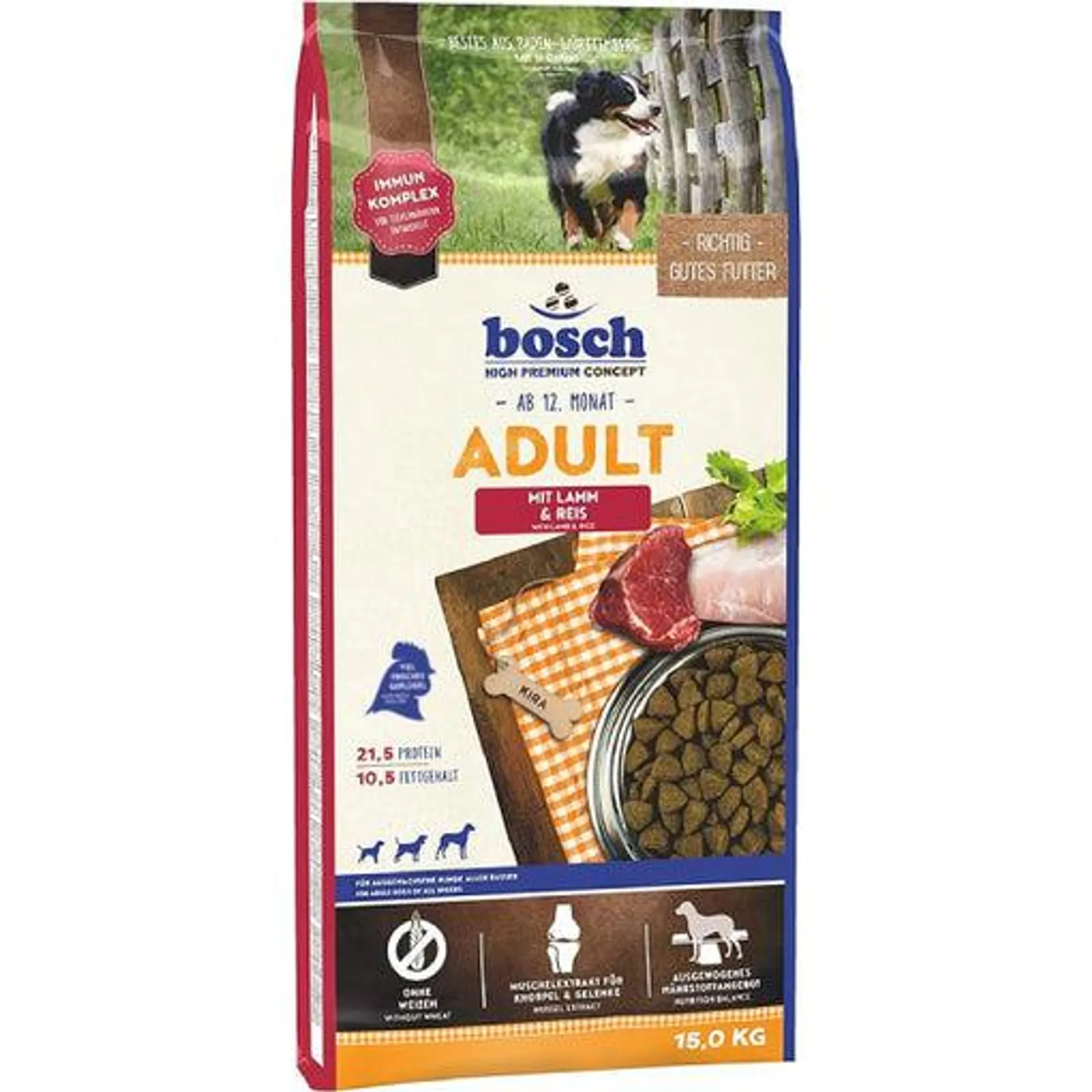 Hrana uscata pentru caini Bosch Adult cu miel si orez 15 kg