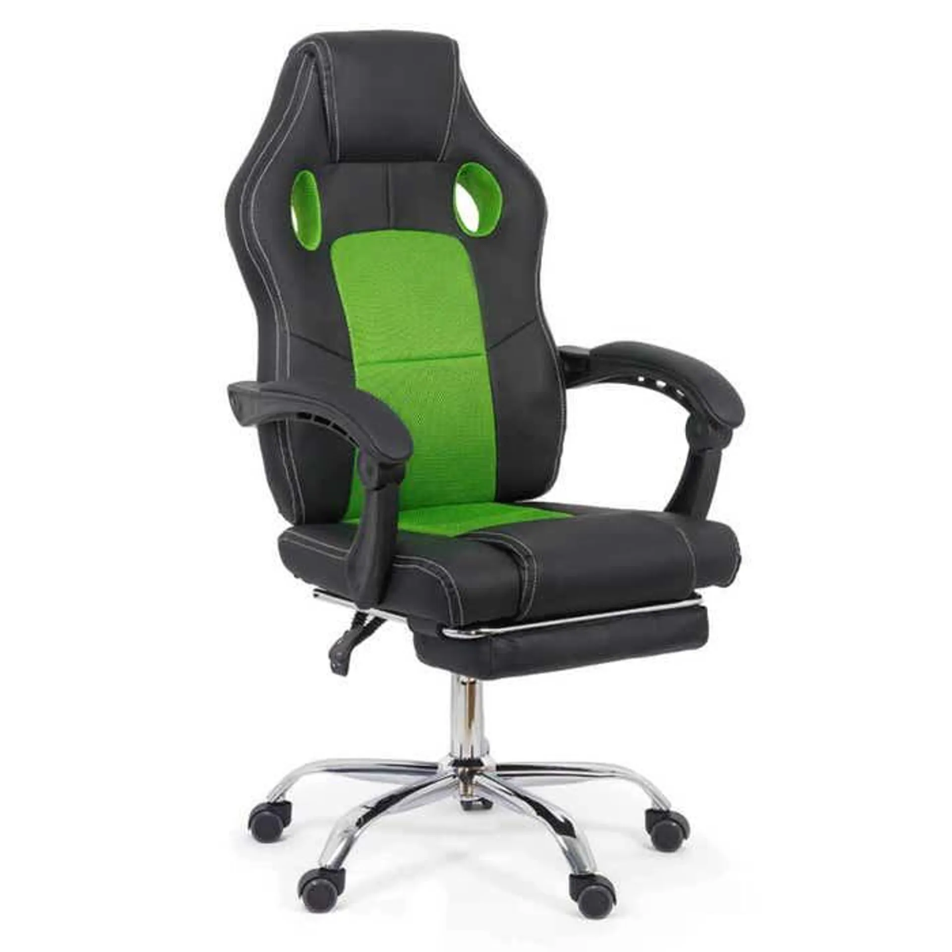 Scaun gaming OFF 3091, rotativ, imitatie piele + mesh, negru + verde, 1C