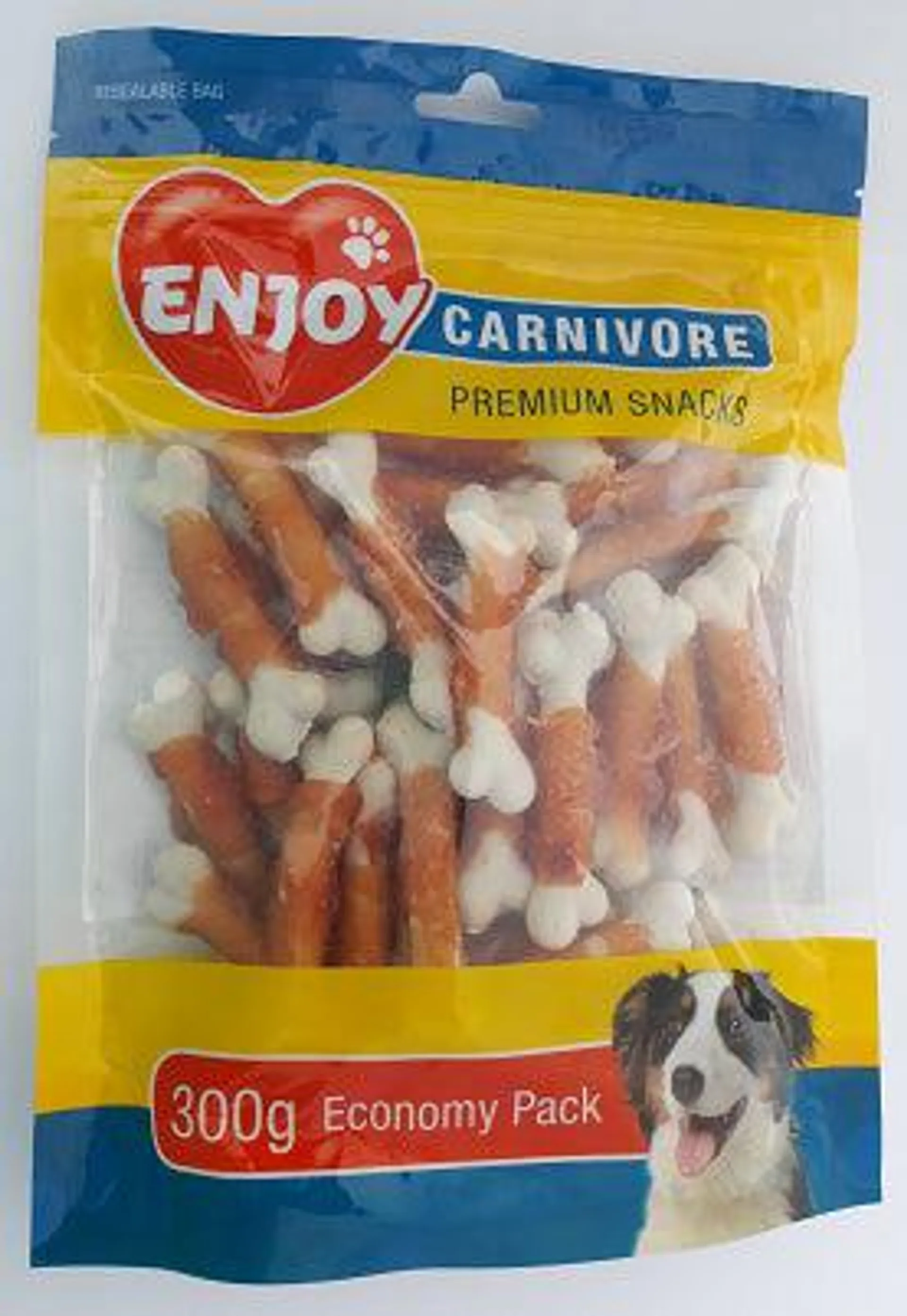 Recompense pentru caini oase cu calciu si pui Enjoy Carnivore 300 g