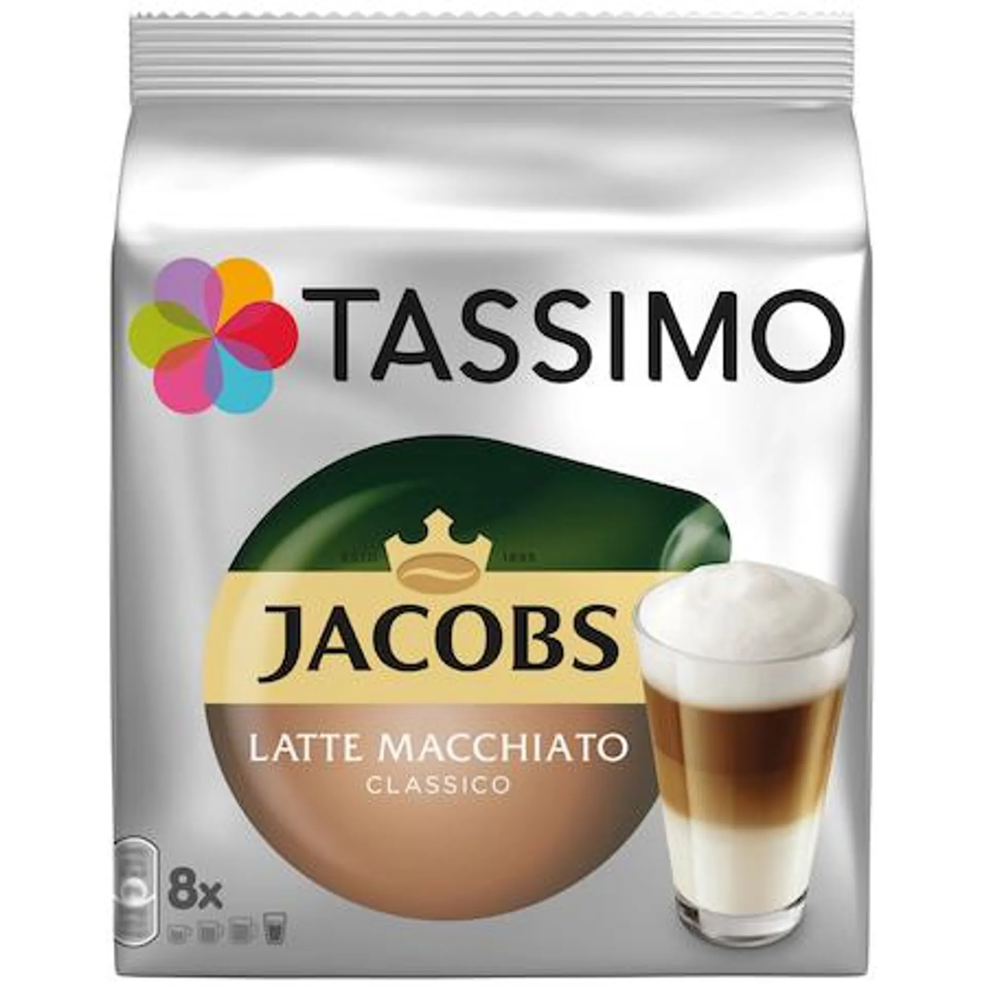 Capsule cafea, Jacobs Tassimo Latte Machiato, 8 bauturi x 295 ml, 8 capsule specialitate cafea + 8 capsule lapte