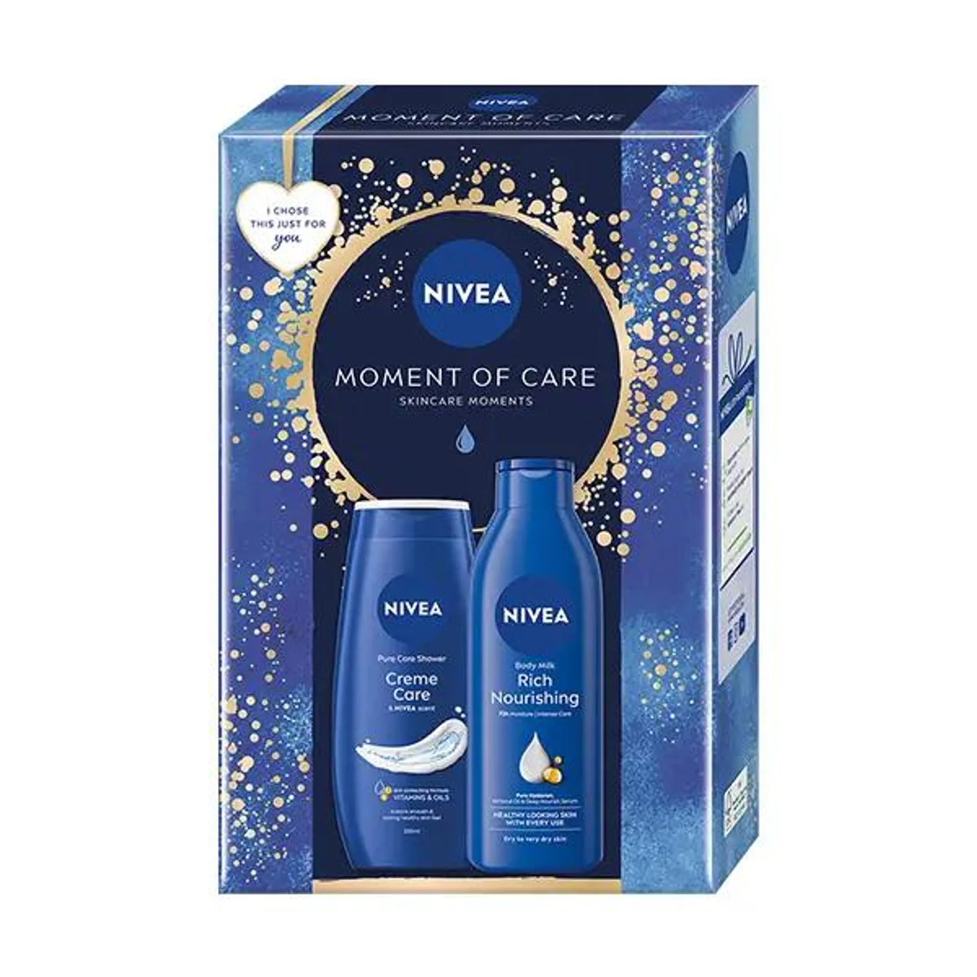 Set cadou Nivea Moment of Care: Gel de dus Creme Care, 250 ml+ Lapte de corp, 250 ml