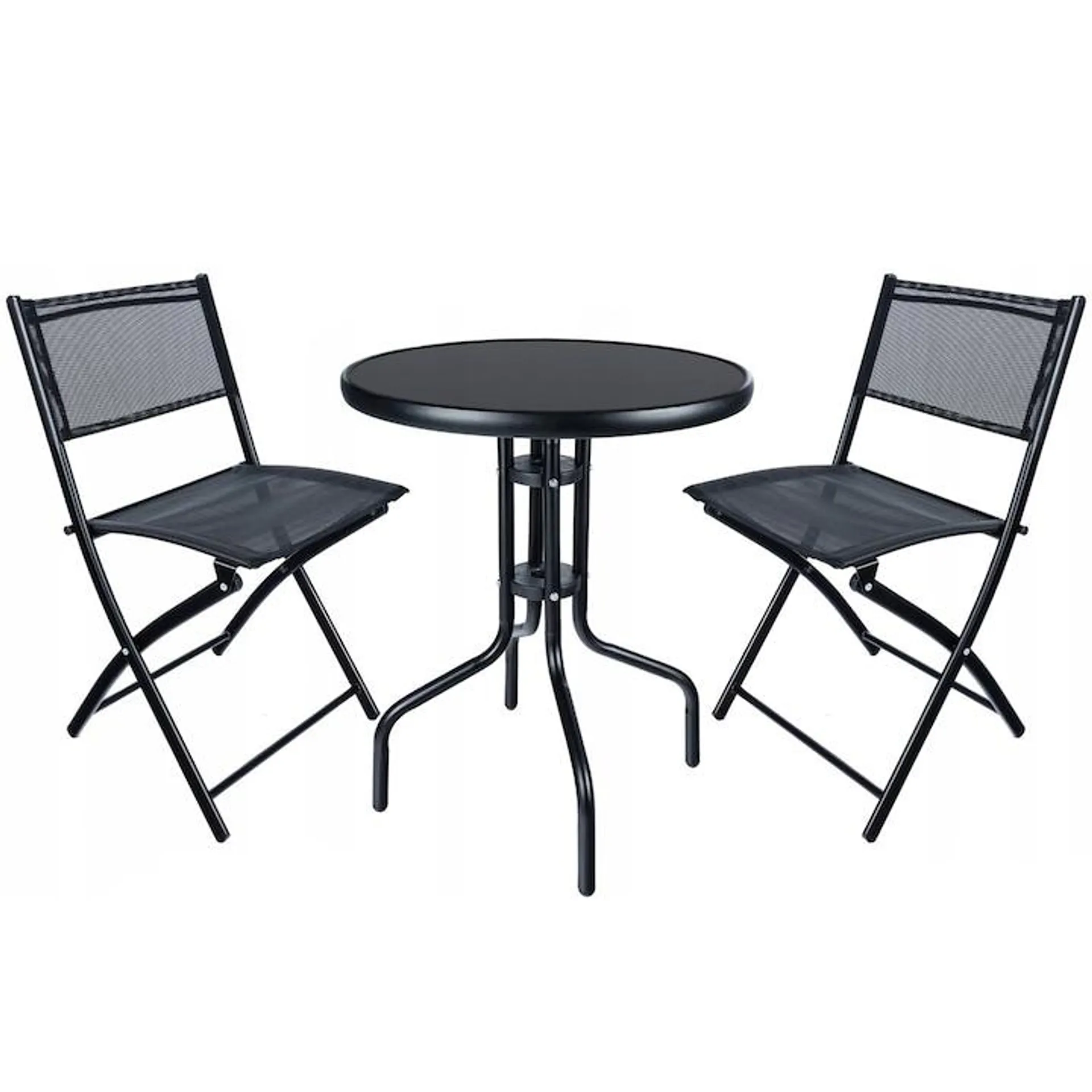 Set mobilier gradina Sersimo Oneiro, 2 scaune pliabile, 1 masa, negru (R)