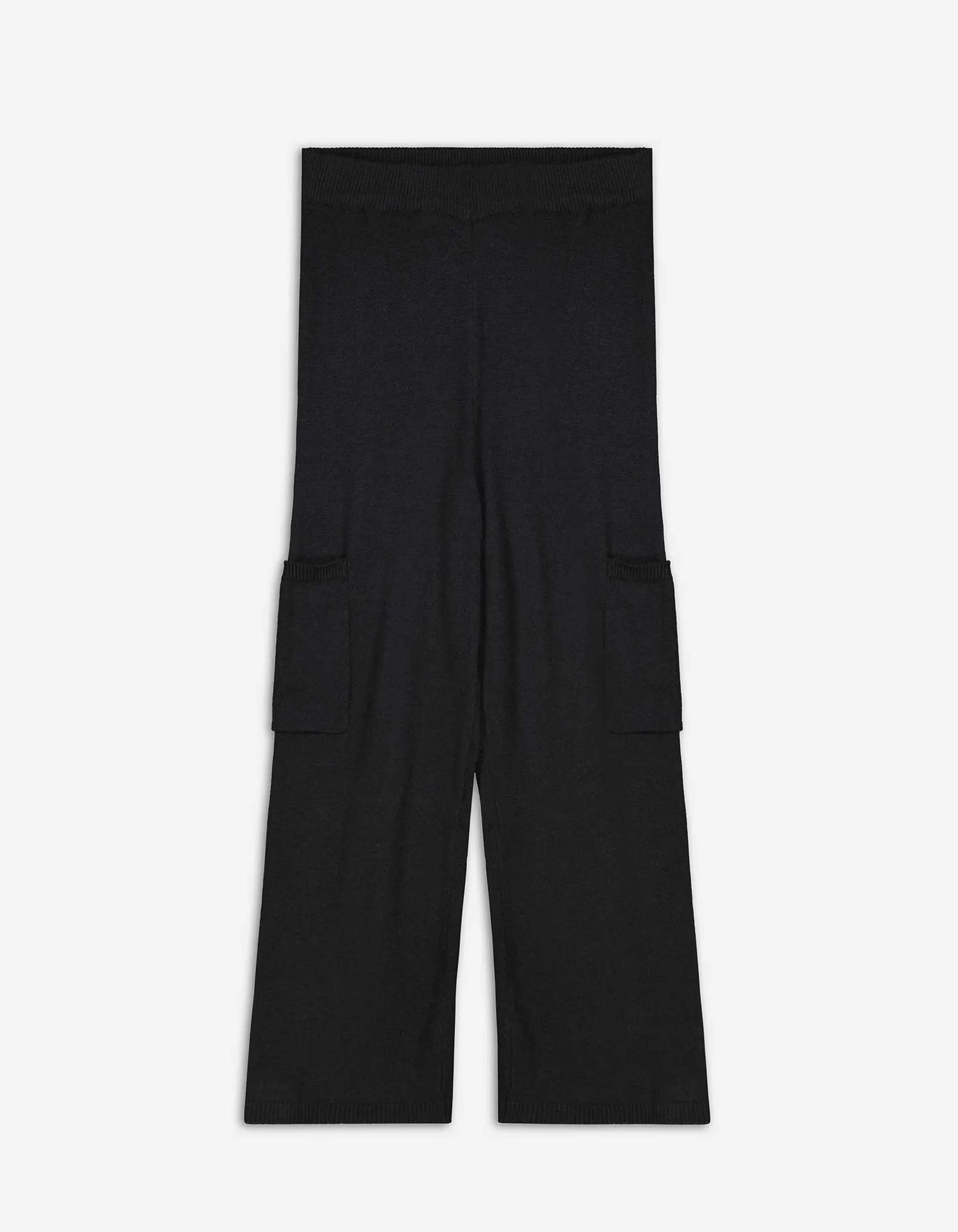 Pantaloni paperbag - Tricot fin - Negru